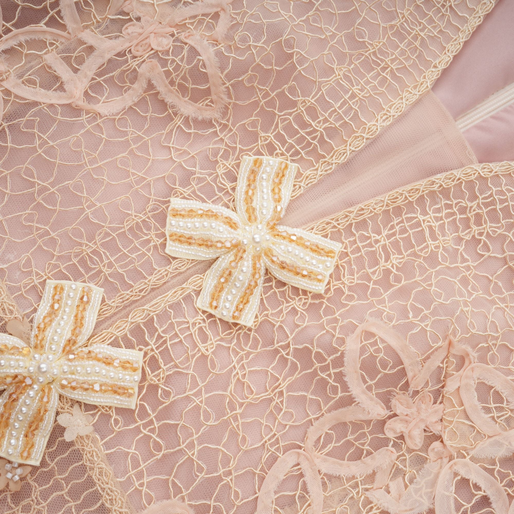 Bérengère neutrals faux-flower crochet midi dress