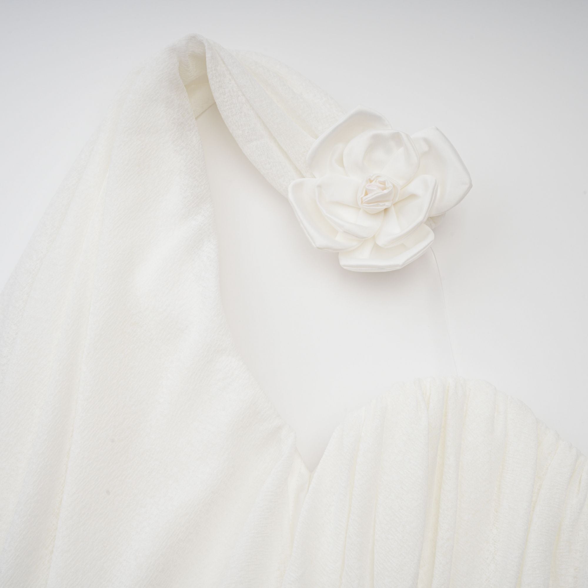 Maeva white halterneck floral-appliqué top
