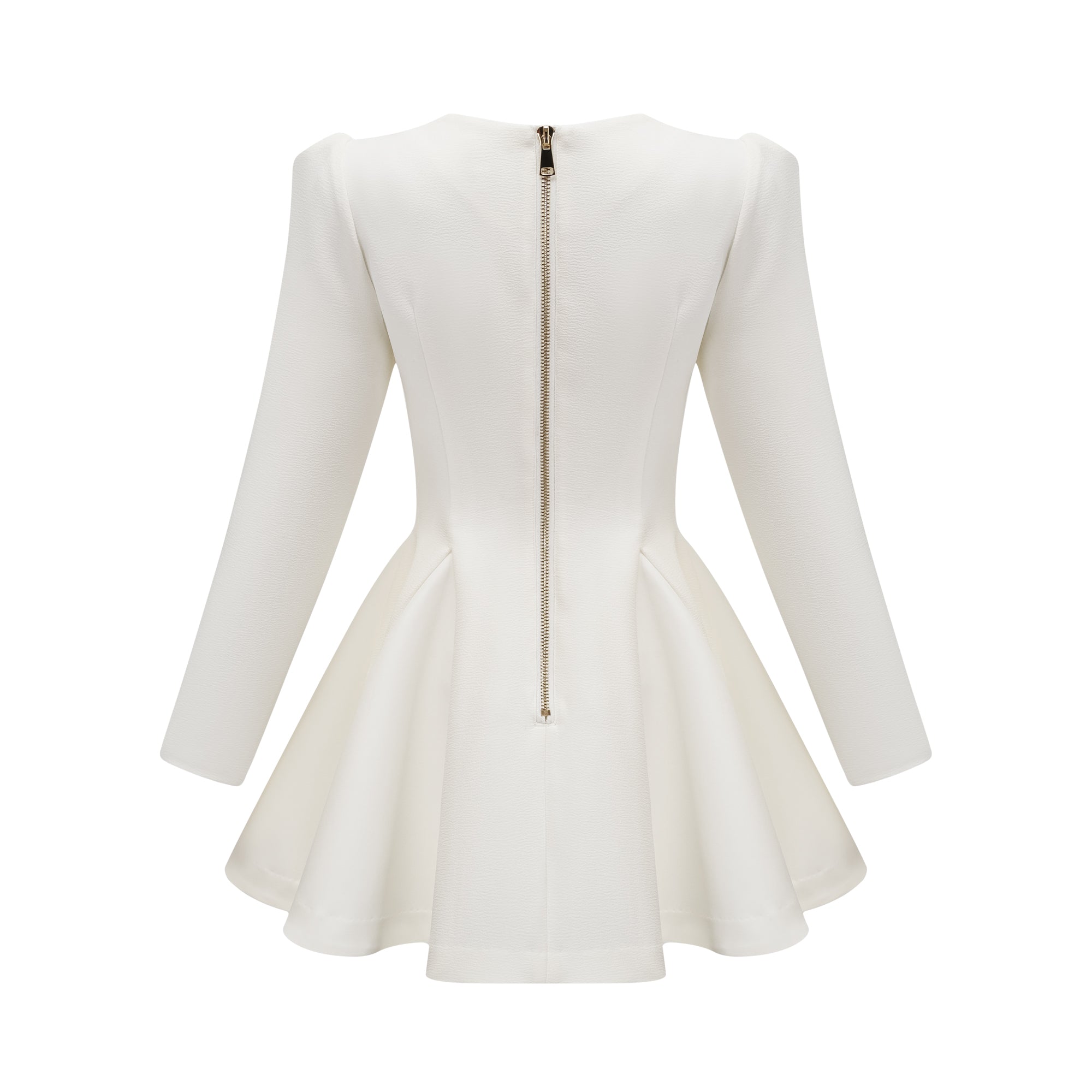 Élise pleated peplum-hem blazer dress in White