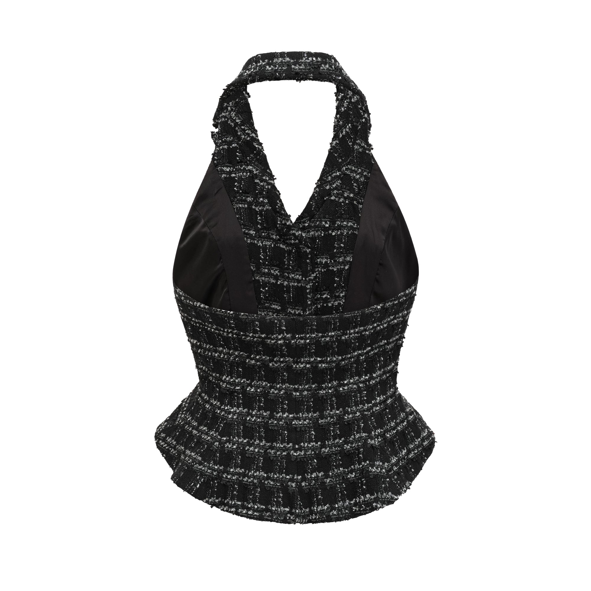 Axelle black checked tweed vest top & skirt matching set