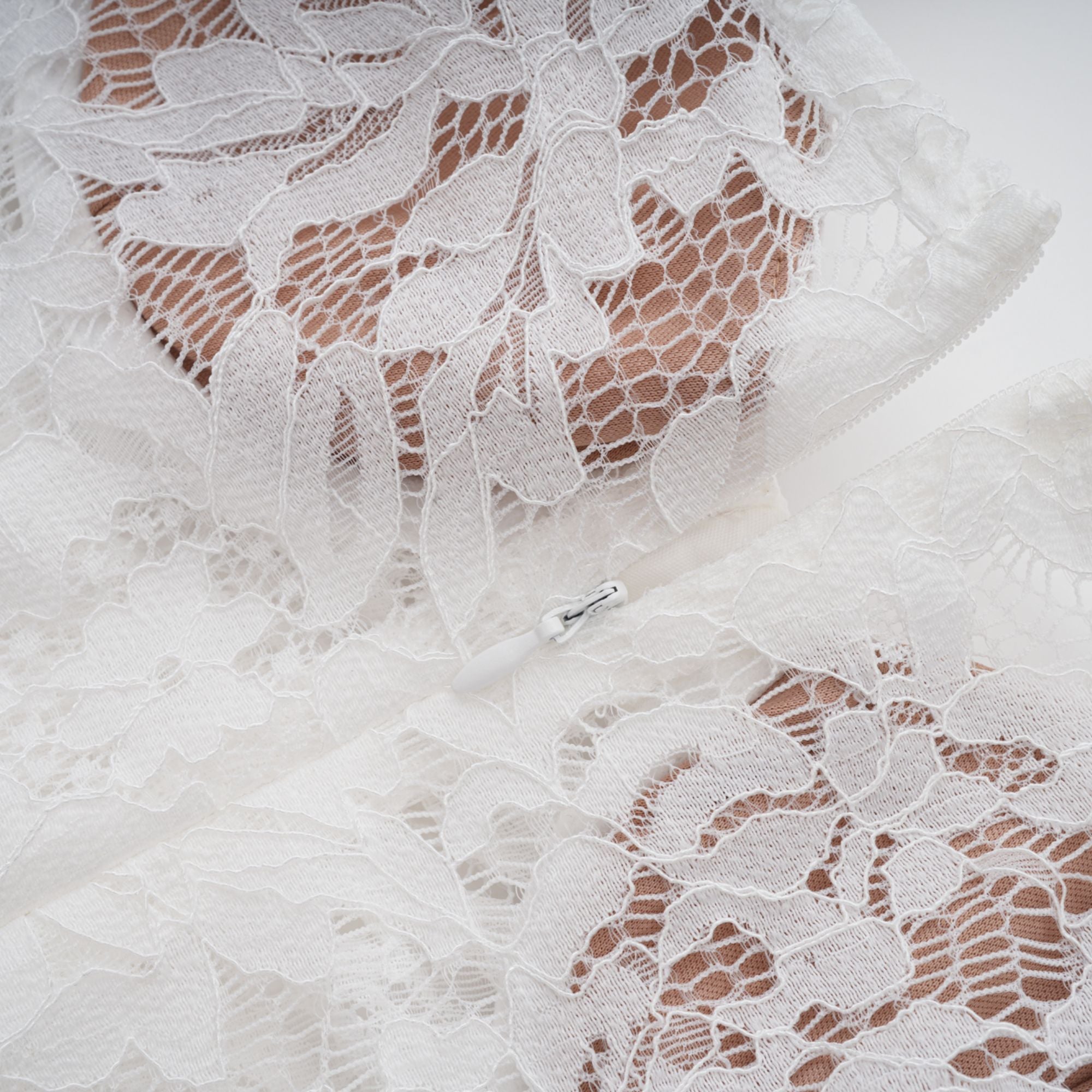 Abbie White Floral Lace Bustier Maxi Dress