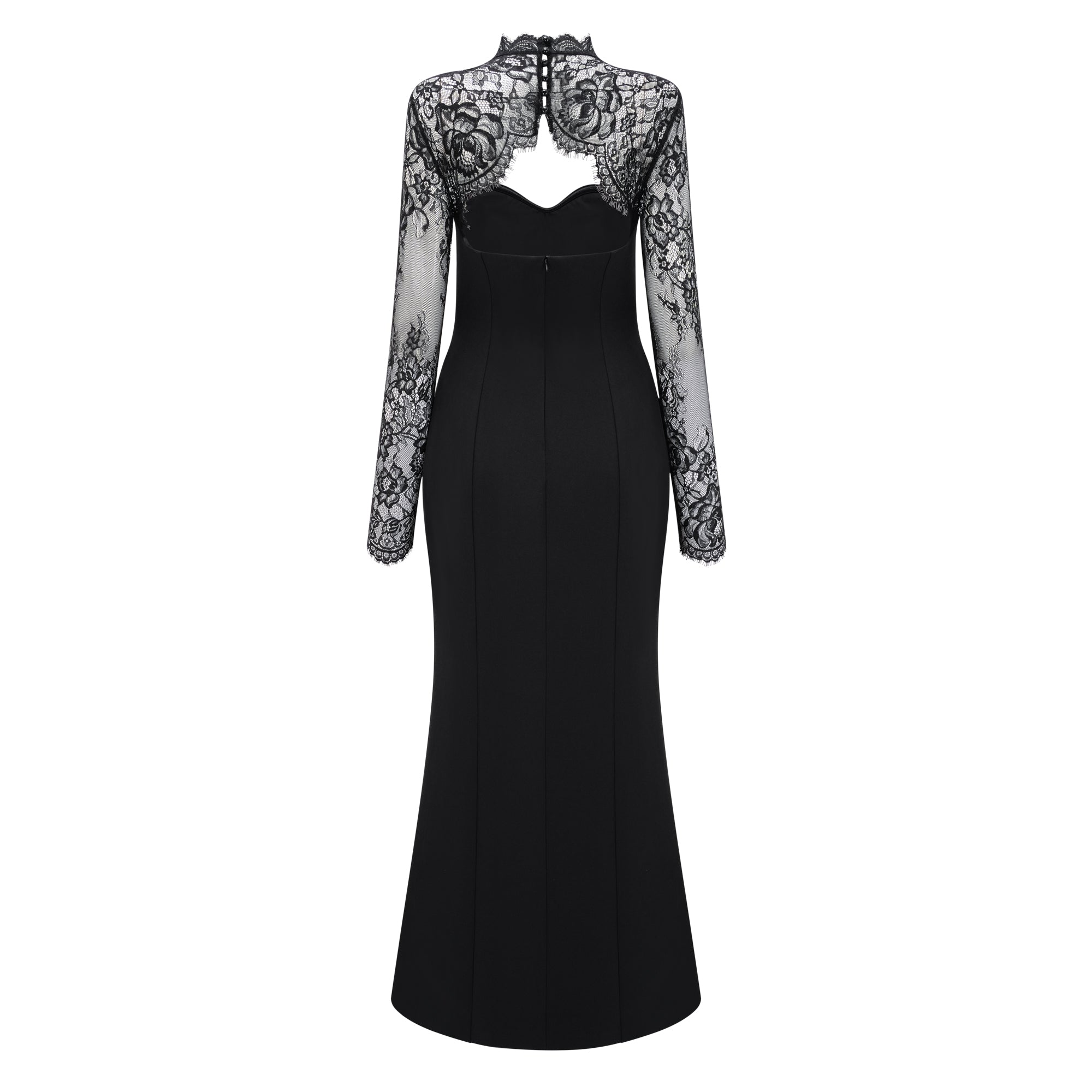 Bokamoso Black Lace Panel Maxi Gown