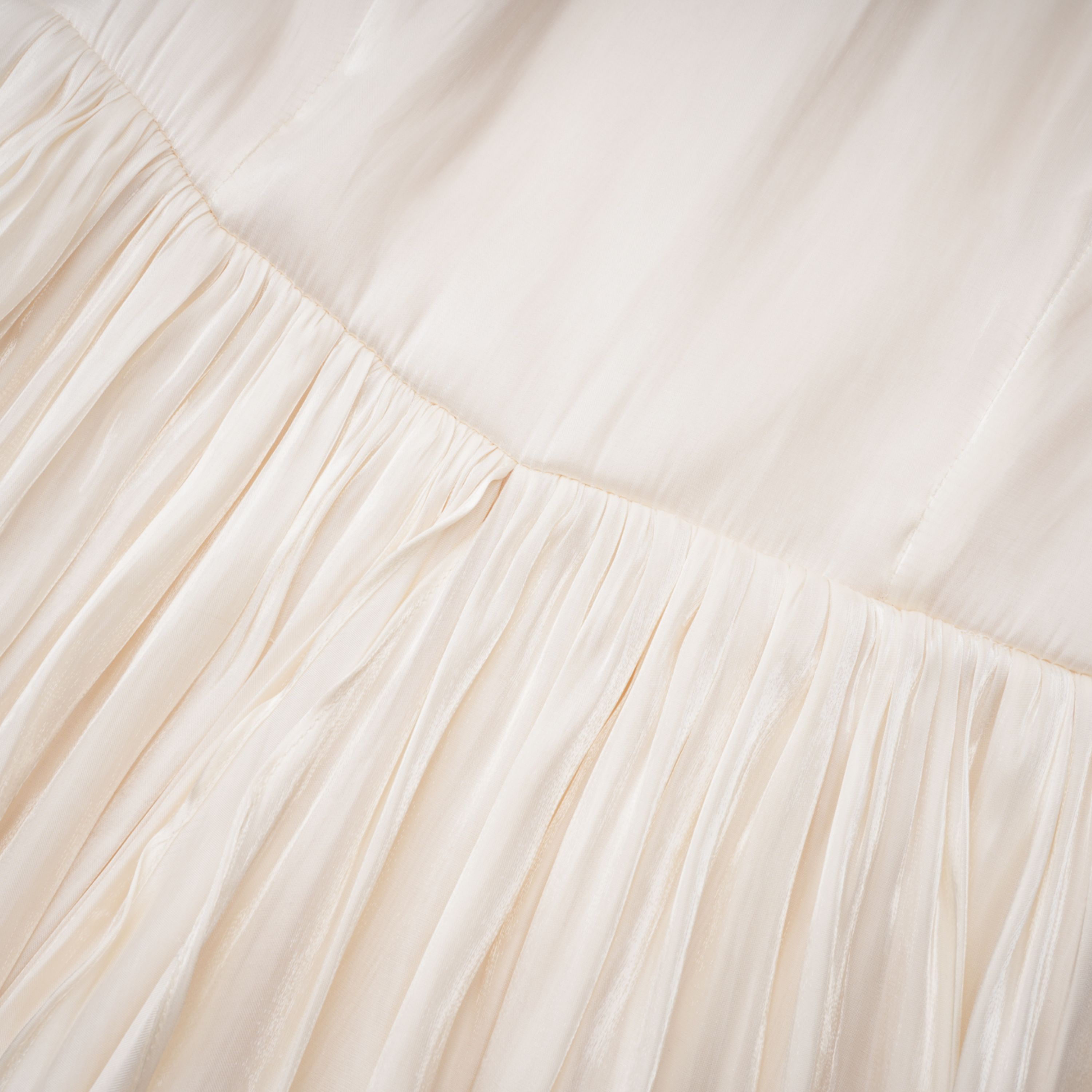 Gustave Neutral Ruched Cape Ruffled Maxi Dress