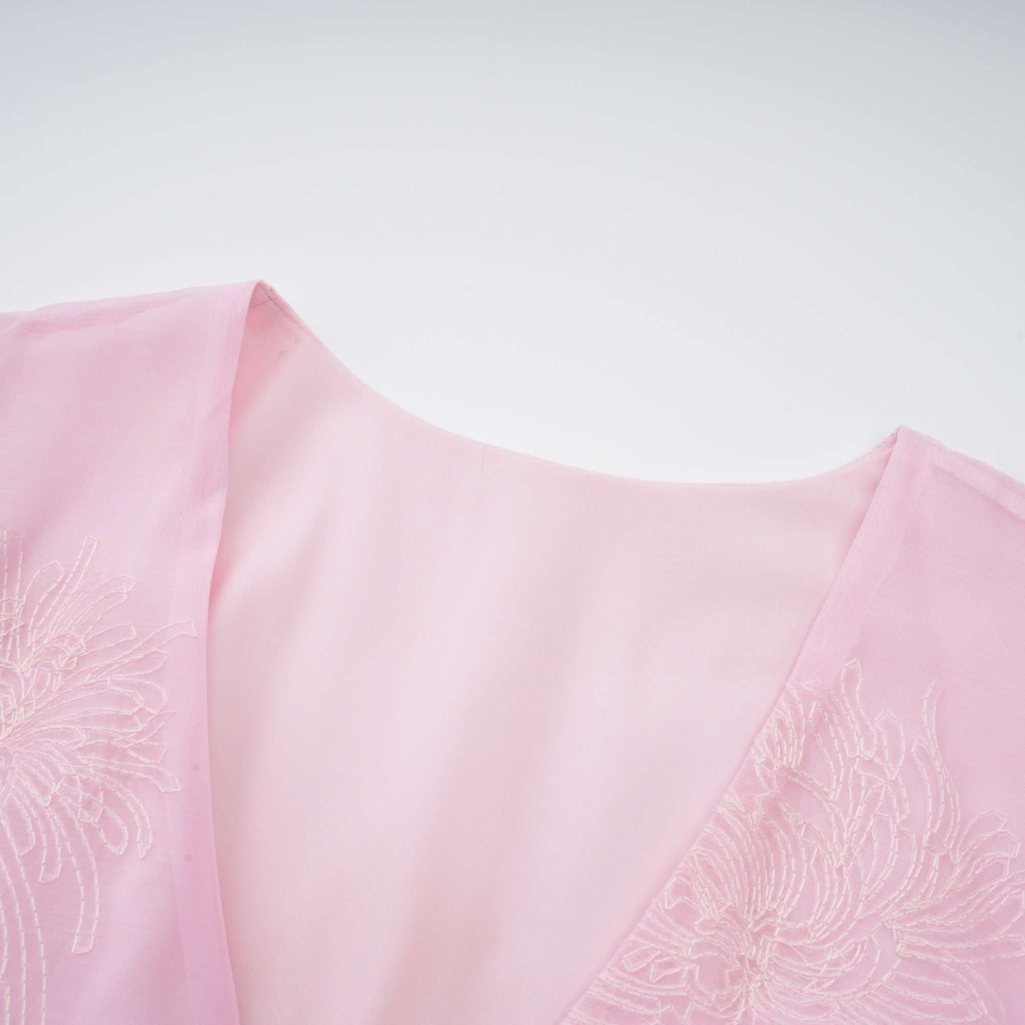 Florence pink floral-embroidered layered mini dress