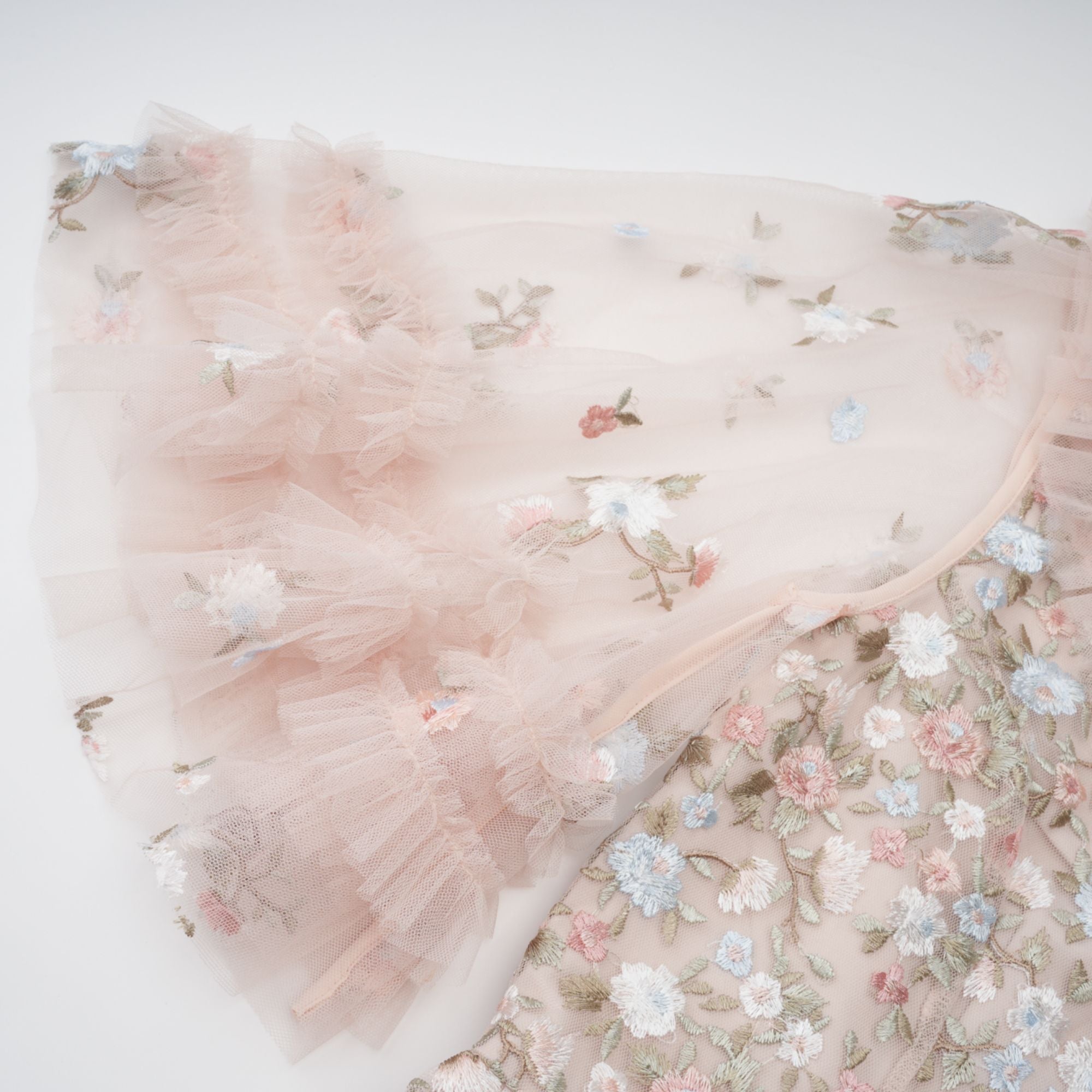 Kévina floral-embroidered tiered ruffled midi dress