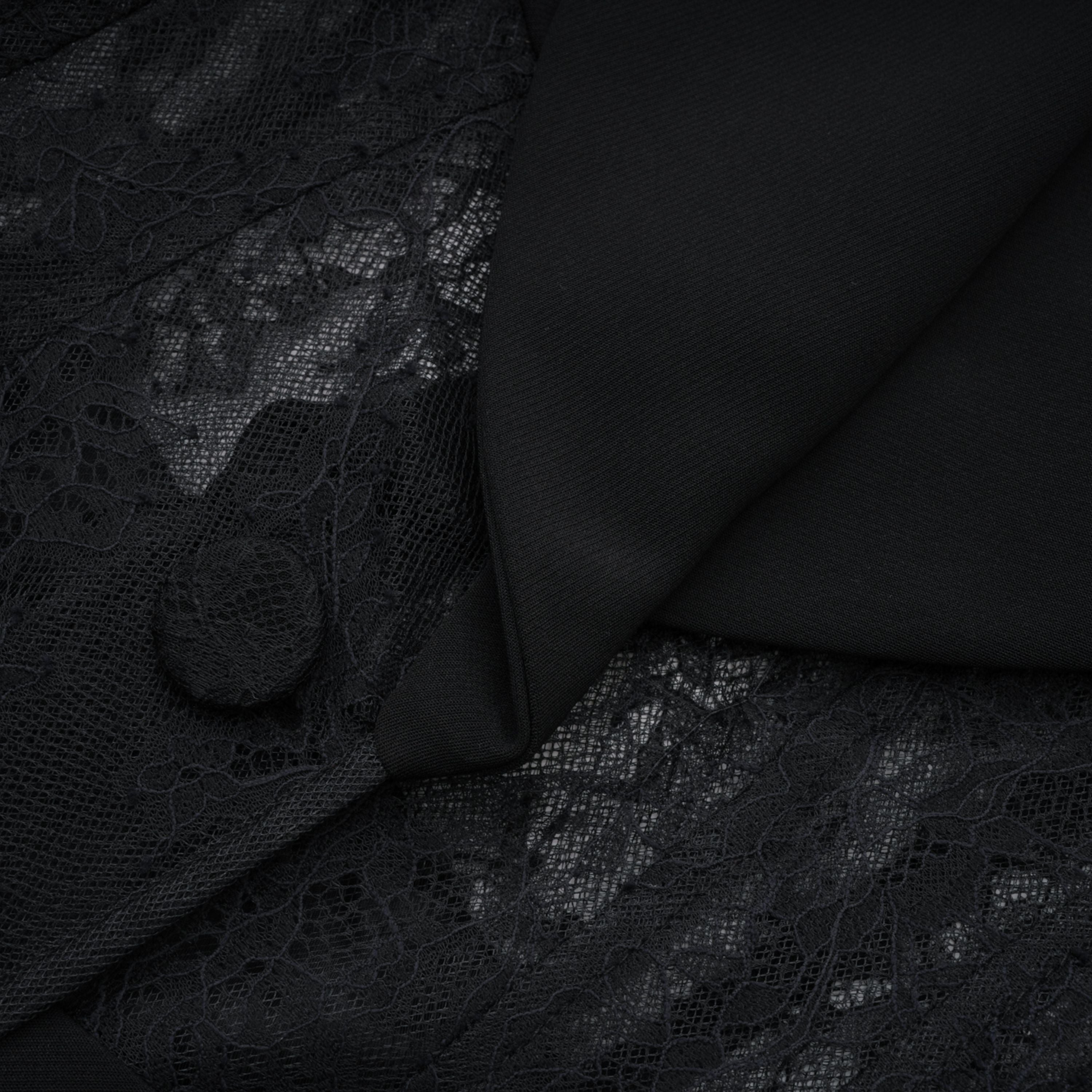 Verena Black Floral Lace Panel Blazer