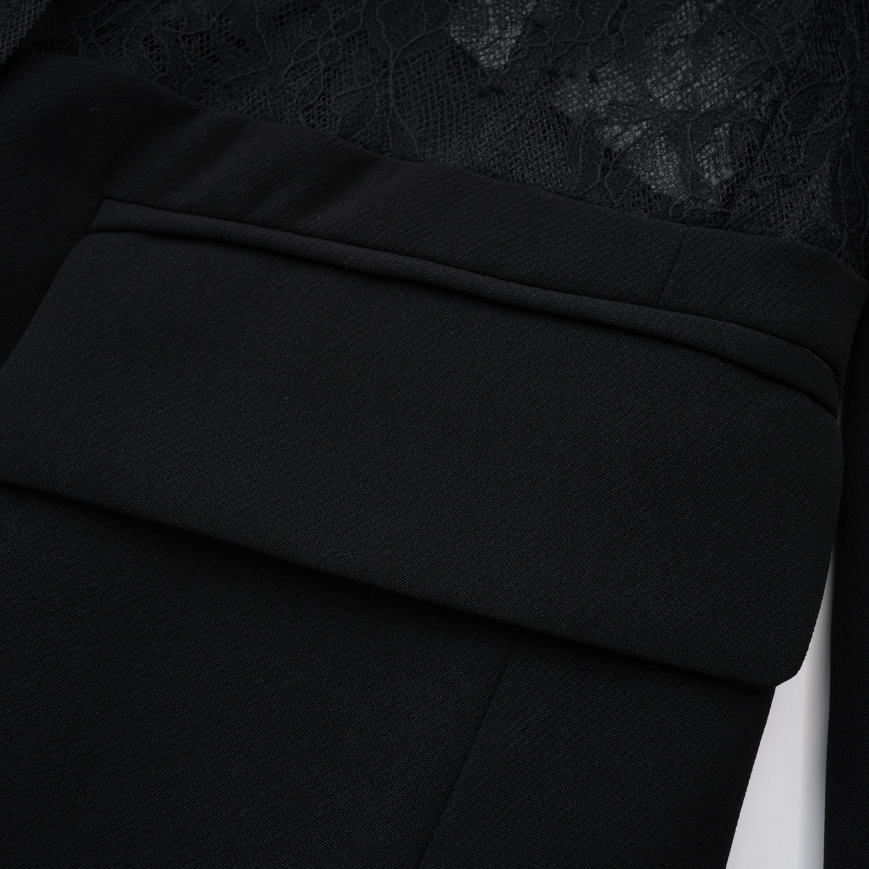 Verena Black Floral Lace Panel Blazer