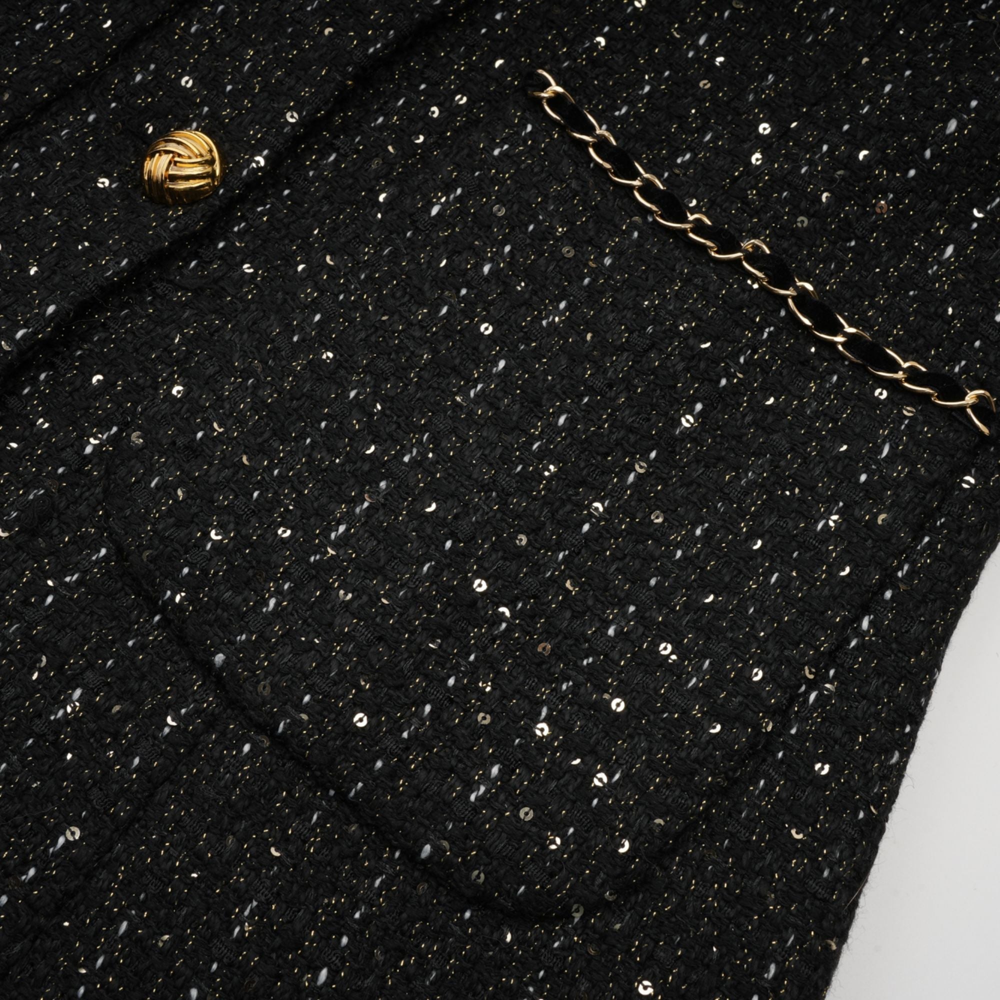 Audrey black sequin panelled tweed mini dress