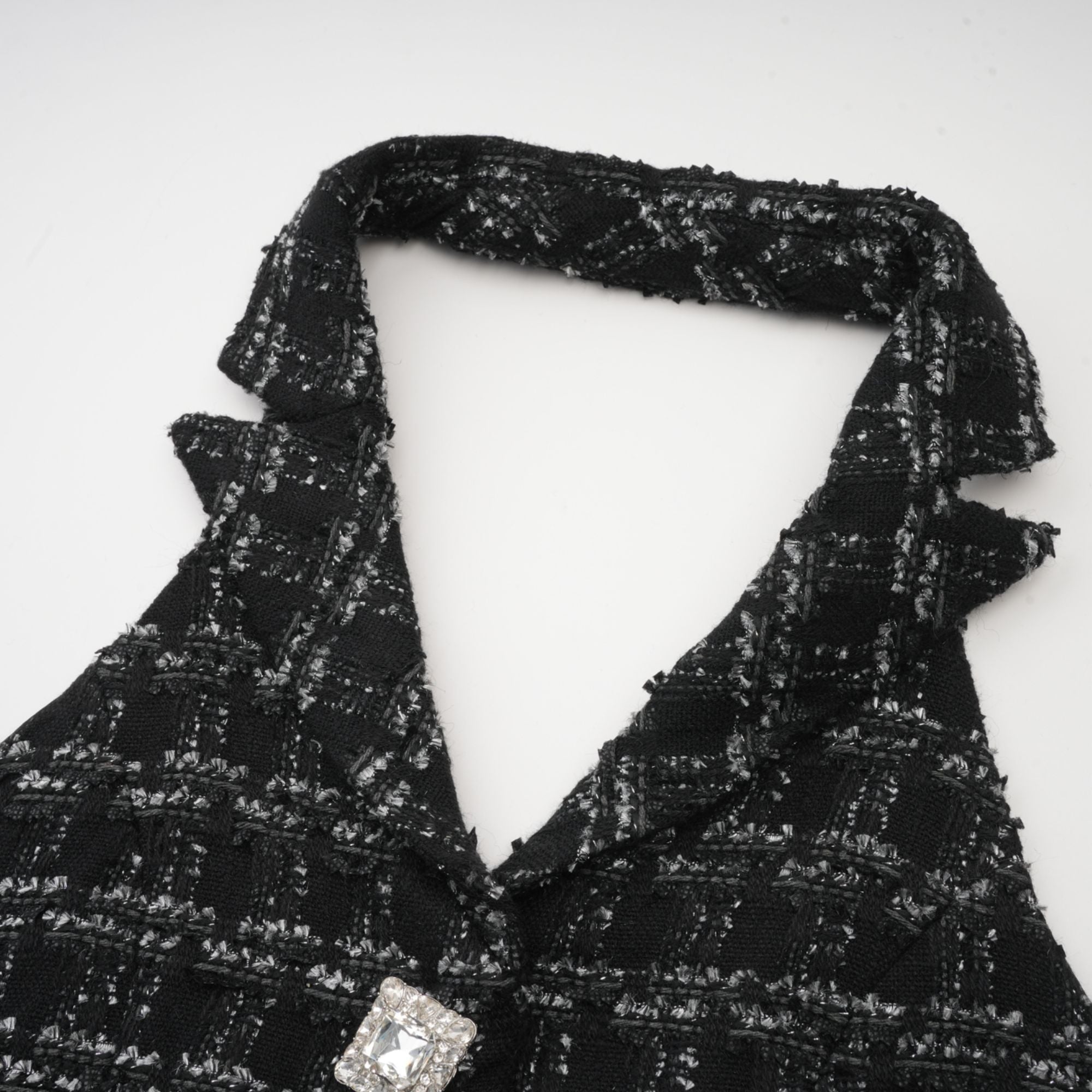 Axelle black checked tweed vest top & skirt matching set