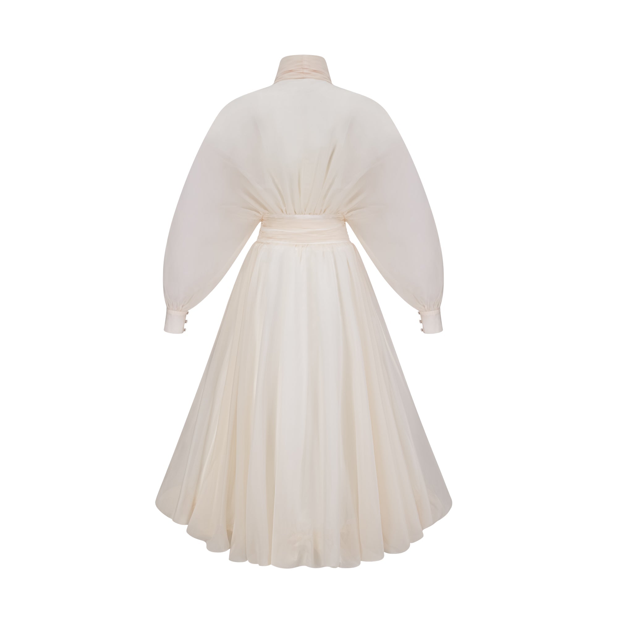 Riley Cream White Draped Tulle Maxi Dress