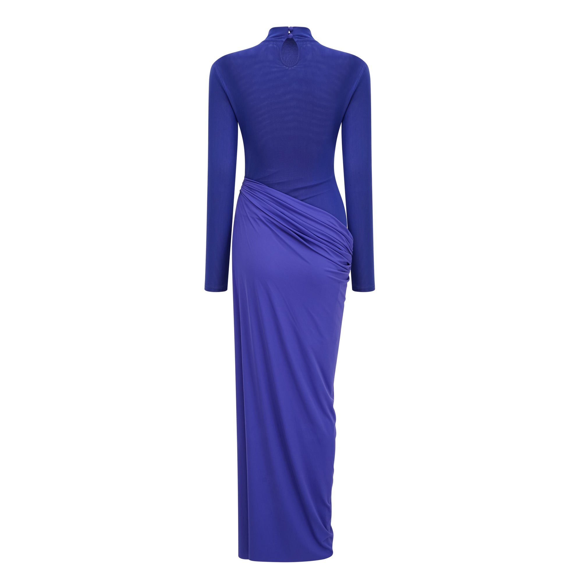Éva Blue Draped Gathered Maxi Dress