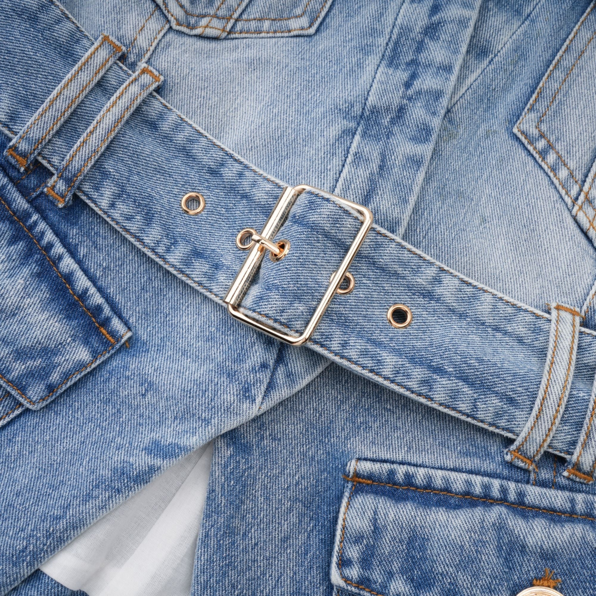 Edda Light Blue Belted Denim Jacket