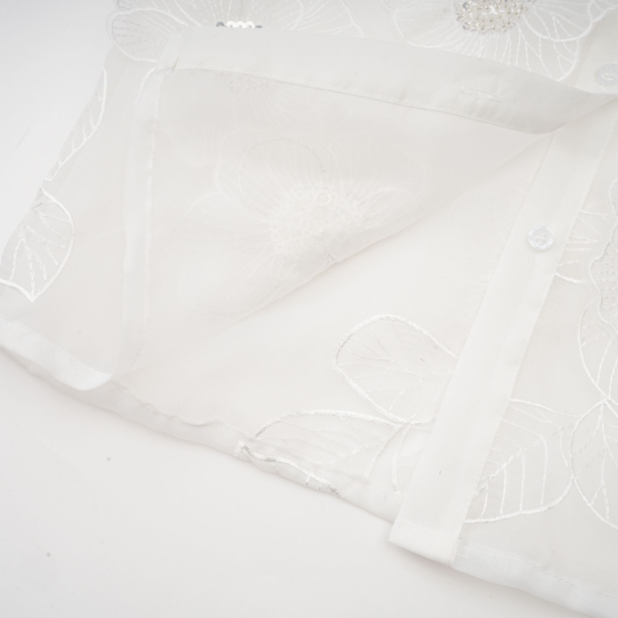 Béatrix white embellished semi-sheer shirt