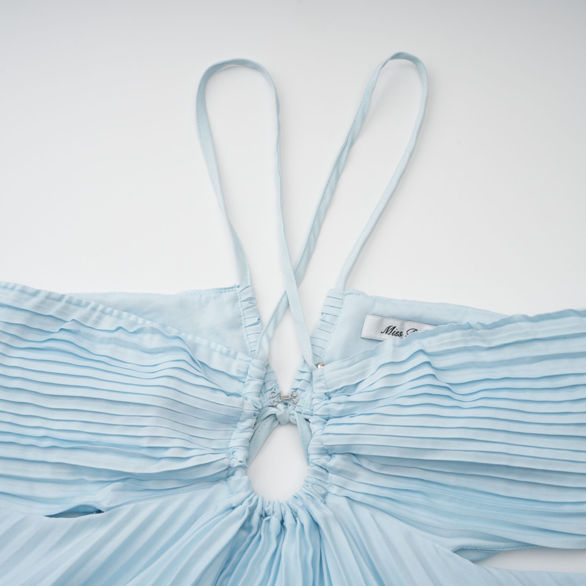 Andréa Blue Pleated Maxi Dress with Cutout Detail