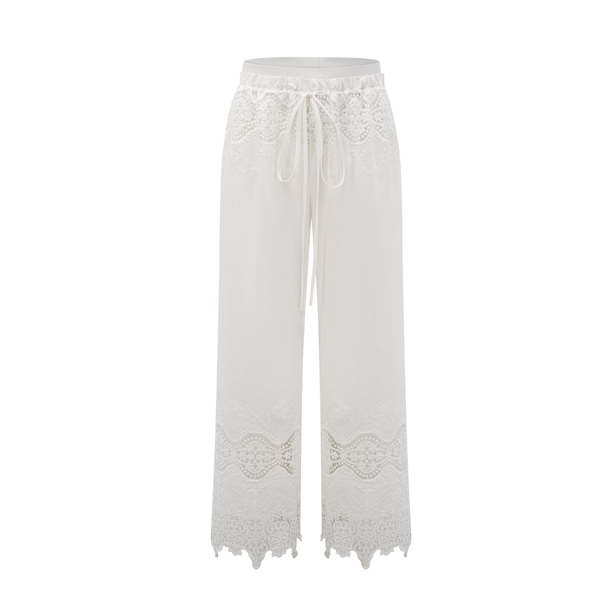 Raphaëlle lace-trim cut-out cropped top & trousers matching set