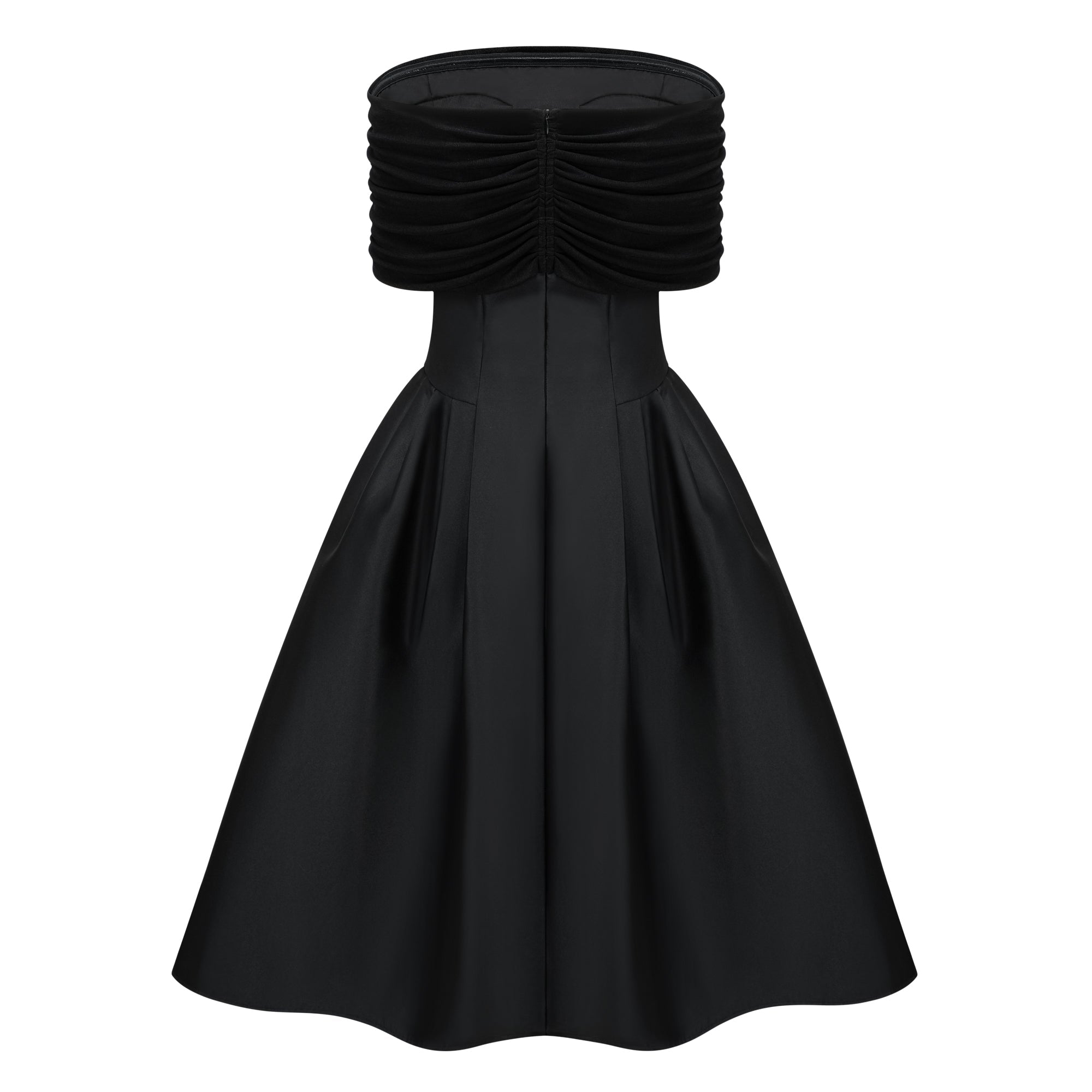 Ainara Black Off Shoulder Polished Midi Dress