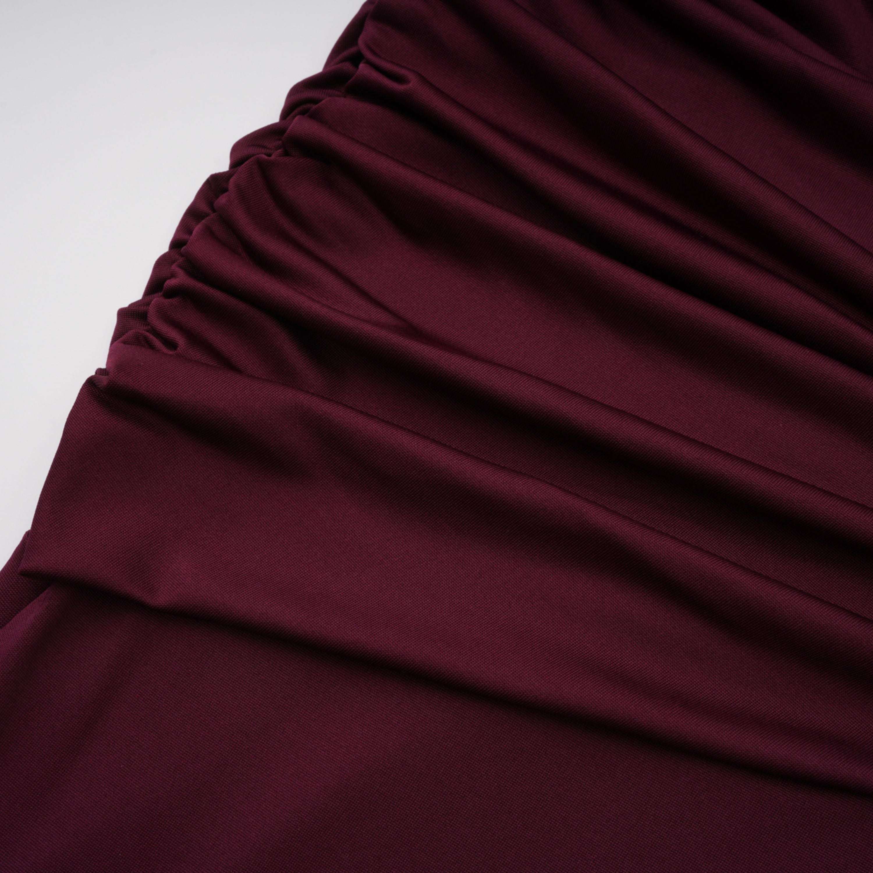 Amandine Burgundy Halterneck Gathered Maxi Dress