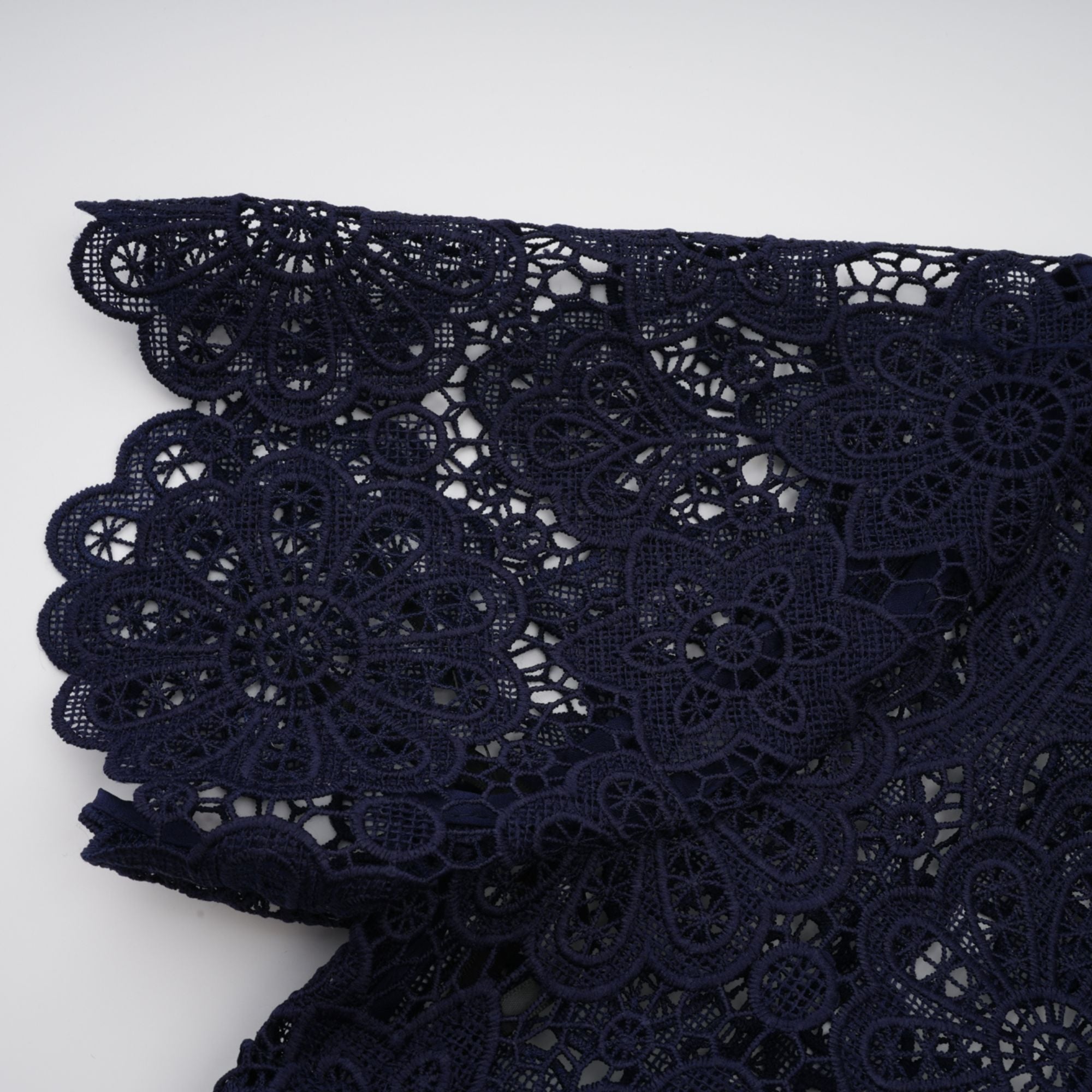 Ariane Navy Crochet-lace Midi Dress