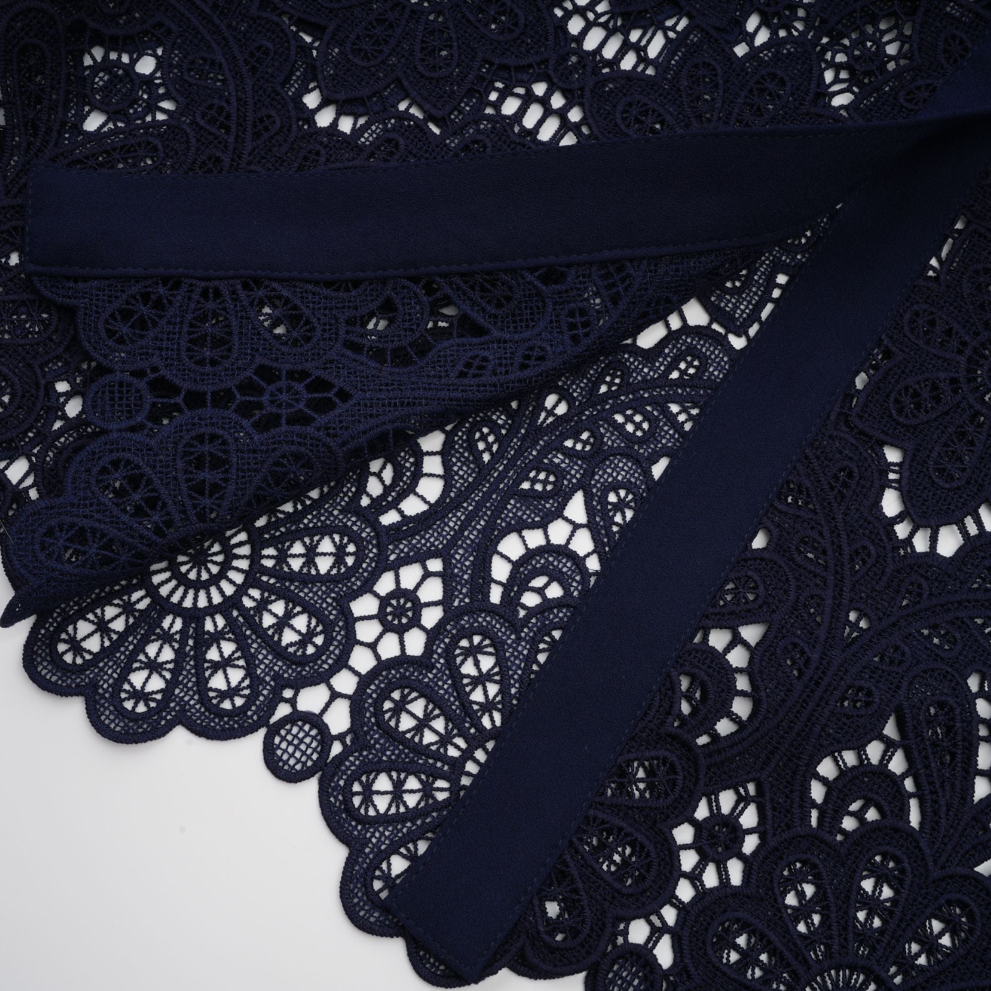 Ariane Navy Crochet-lace Midi Dress