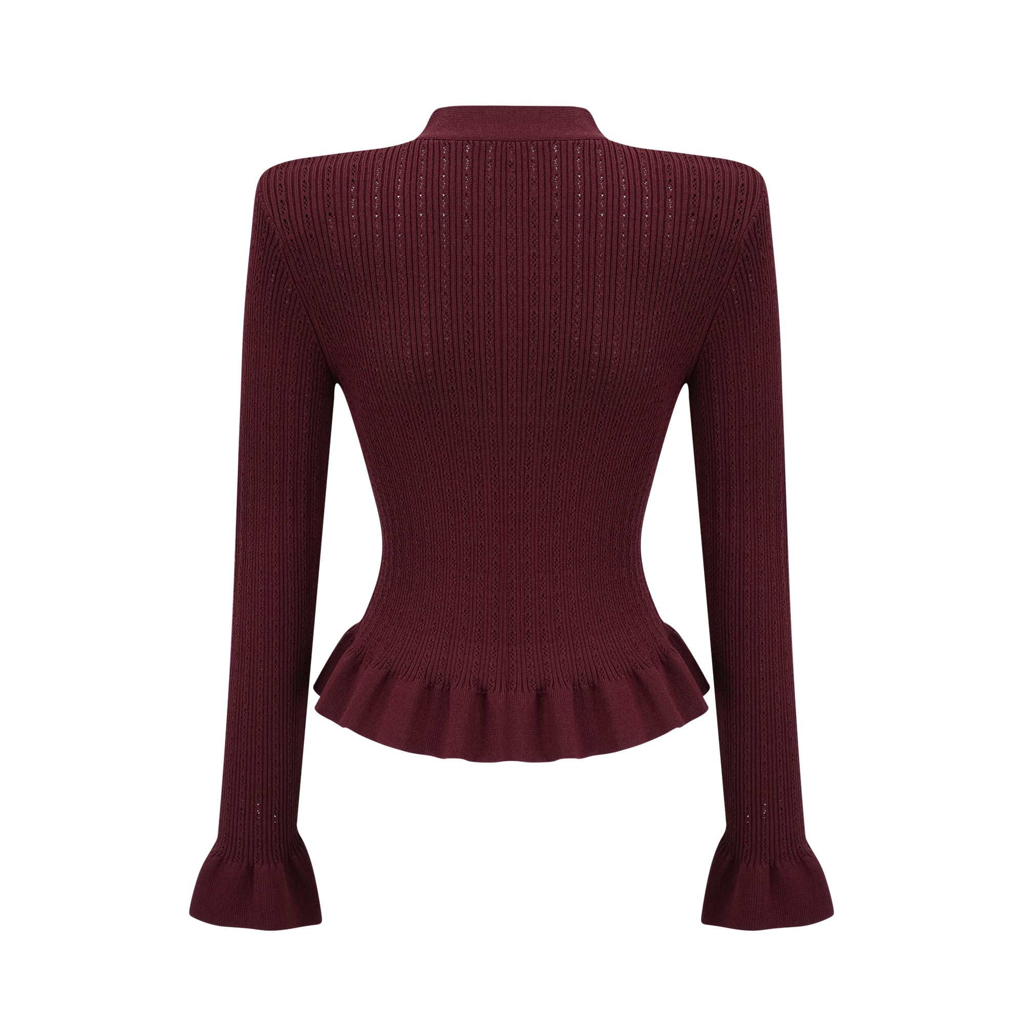 Corrine red ruffled knit top & skirt matching set