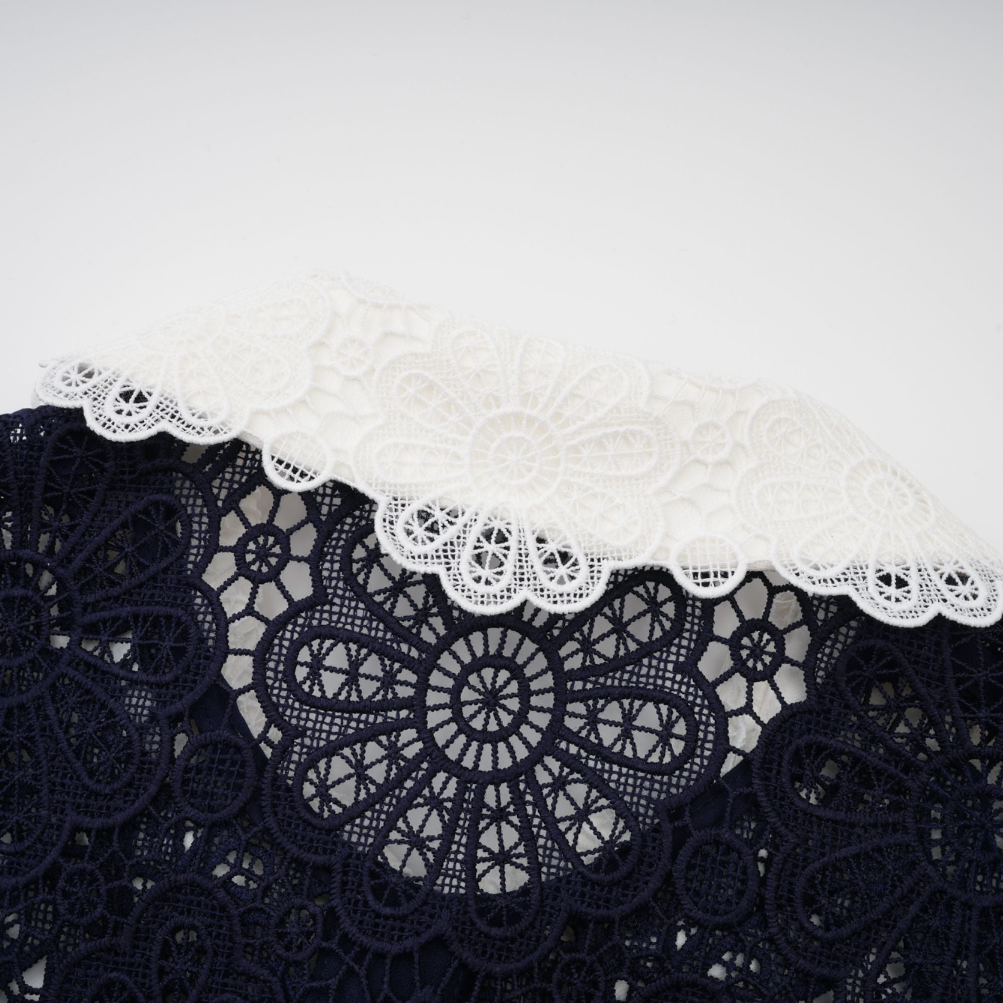 Ariane Navy Crochet-lace Midi Dress