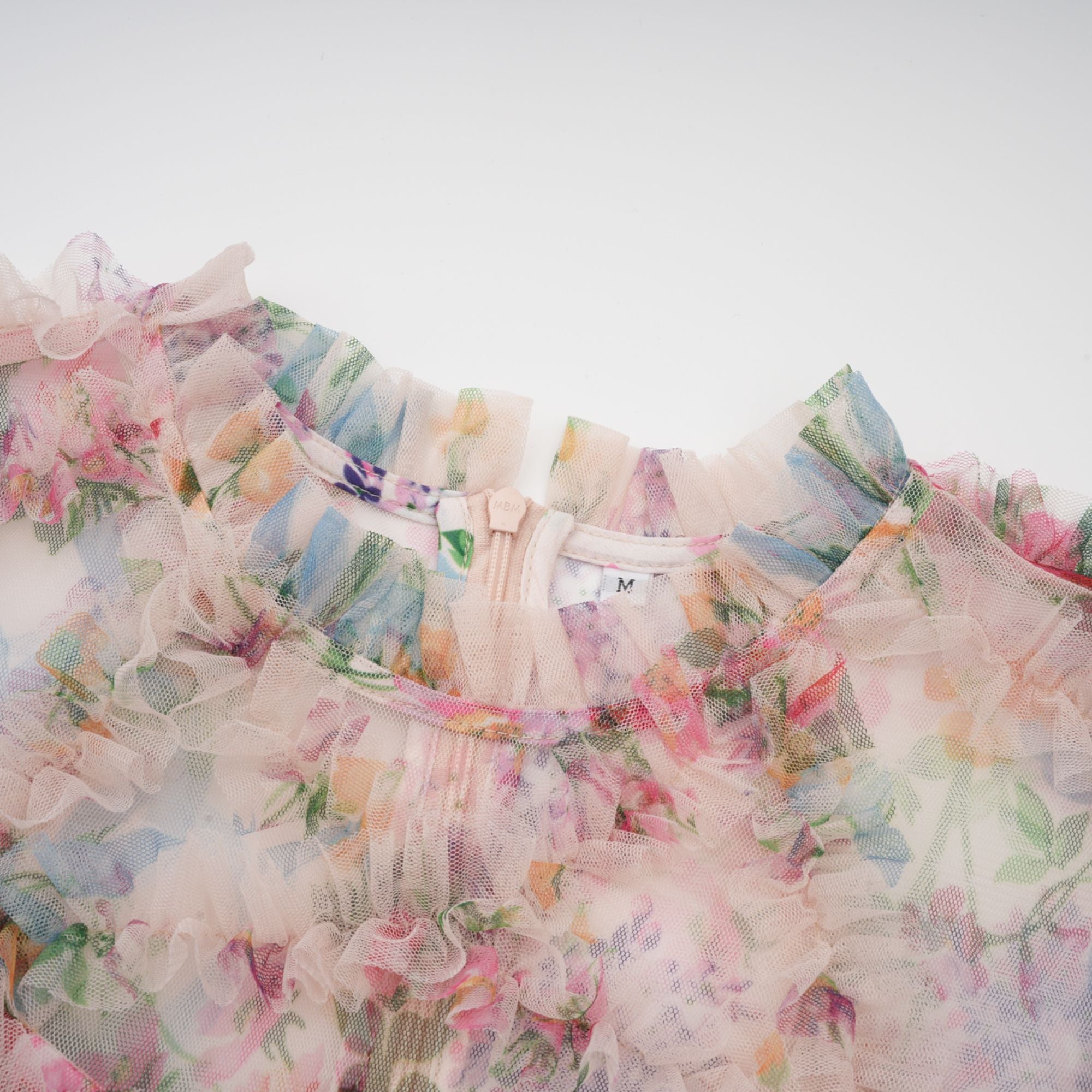 Candice floral ruffled tulle midi dress