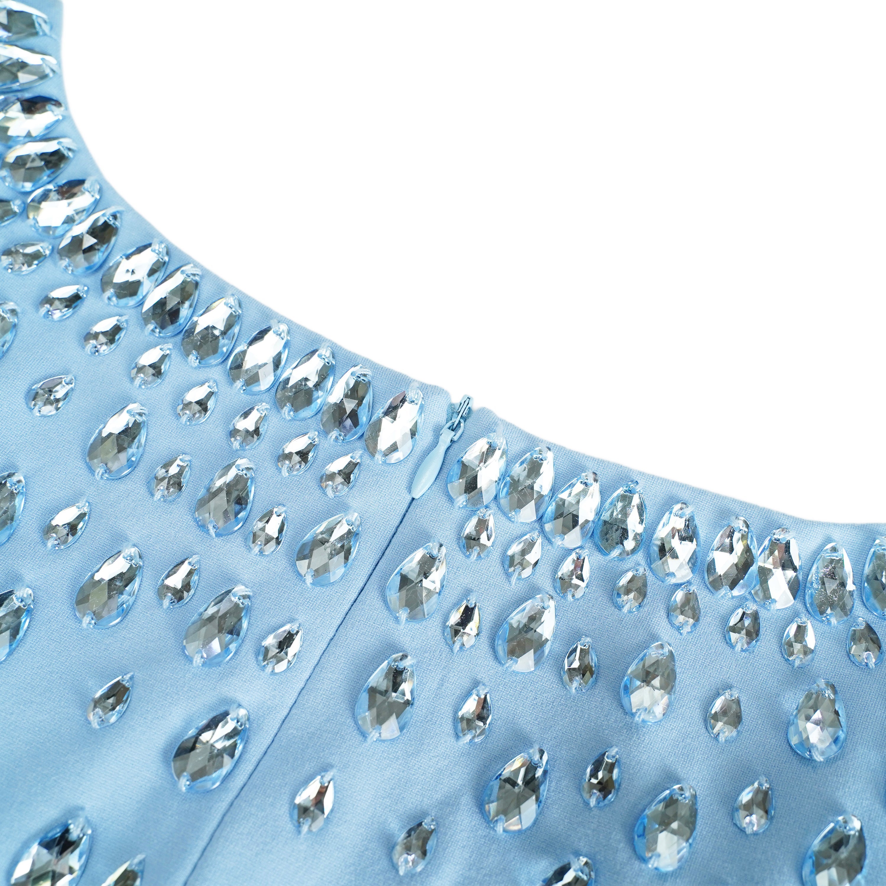 Meris Blue Crystal Embellished Maxi Gown
