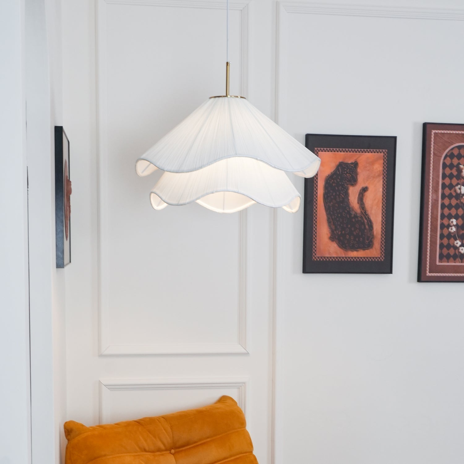 Pendant Light Layered Fabric Shade | Ceiling Mounted Fixture