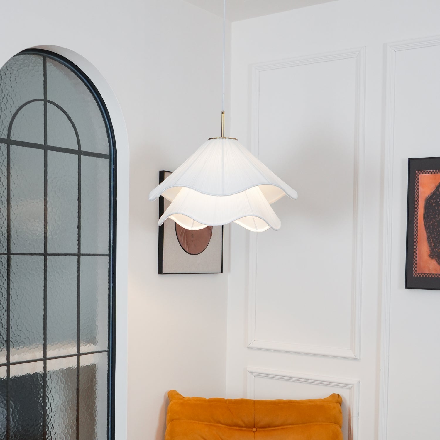 Pendant Light Layered Fabric Shade | Ceiling Mounted Fixture