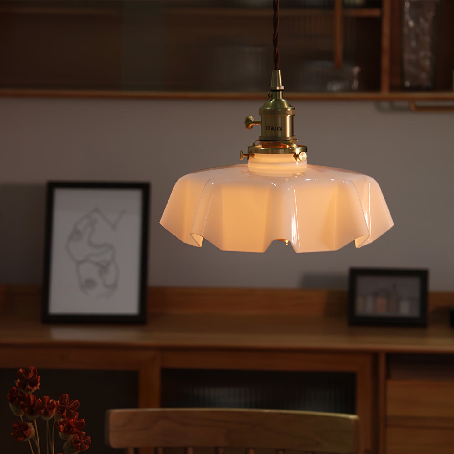 Pendant Light Scalloped  | French Flower Ceiling Lamp