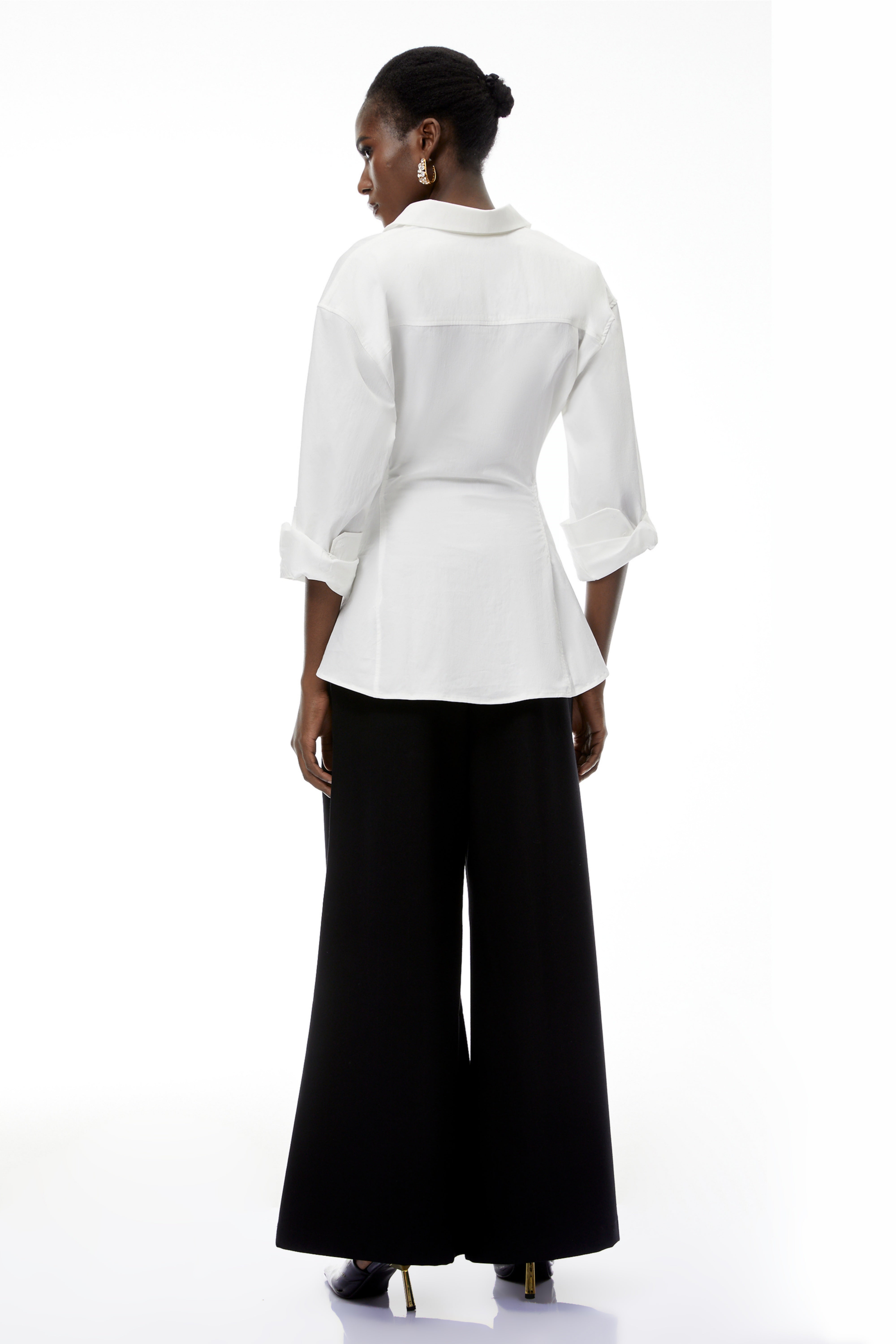 Gracie White Cinched Waist Shirt