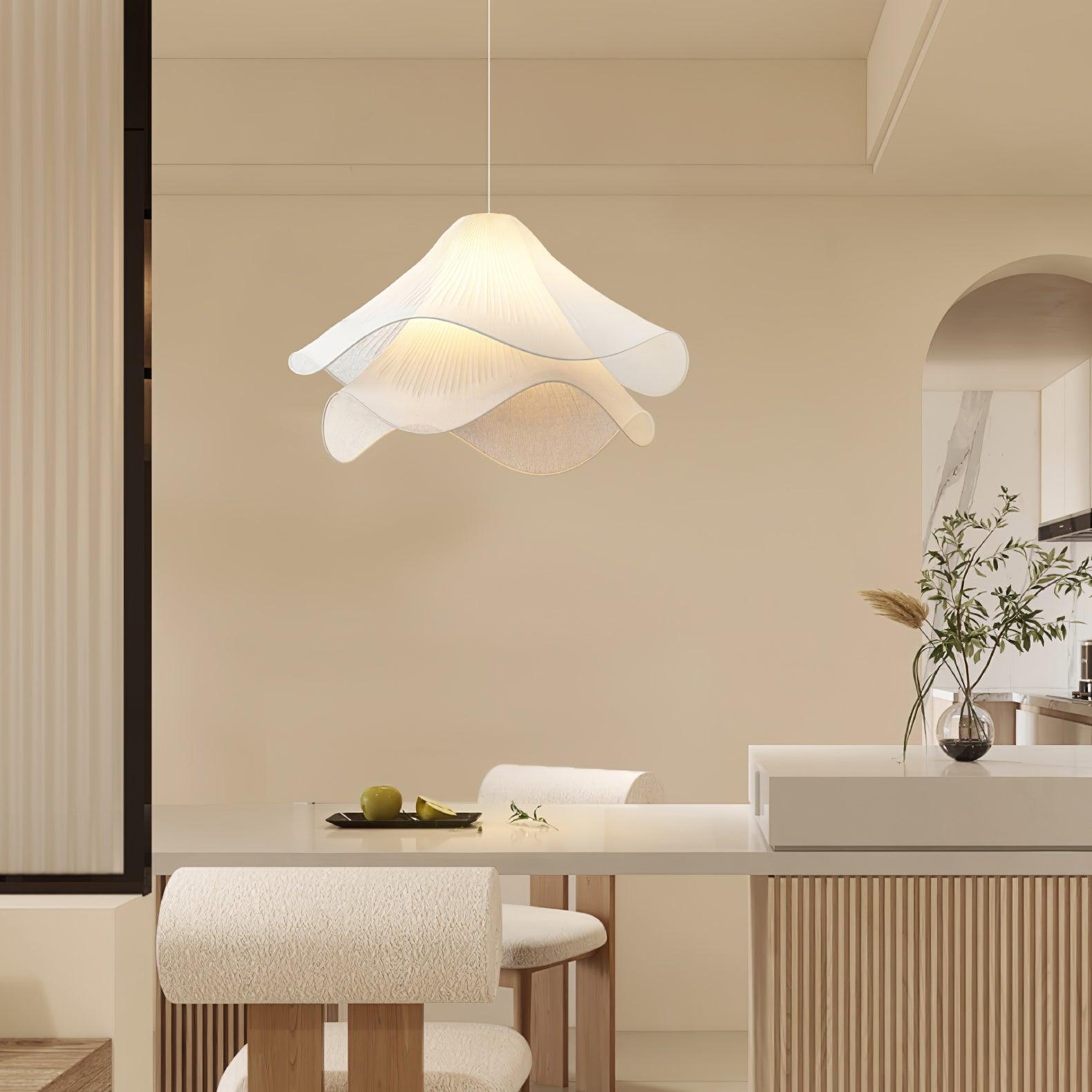 Pendant Light Layered Fabric Shade | Ceiling Mounted Fixture