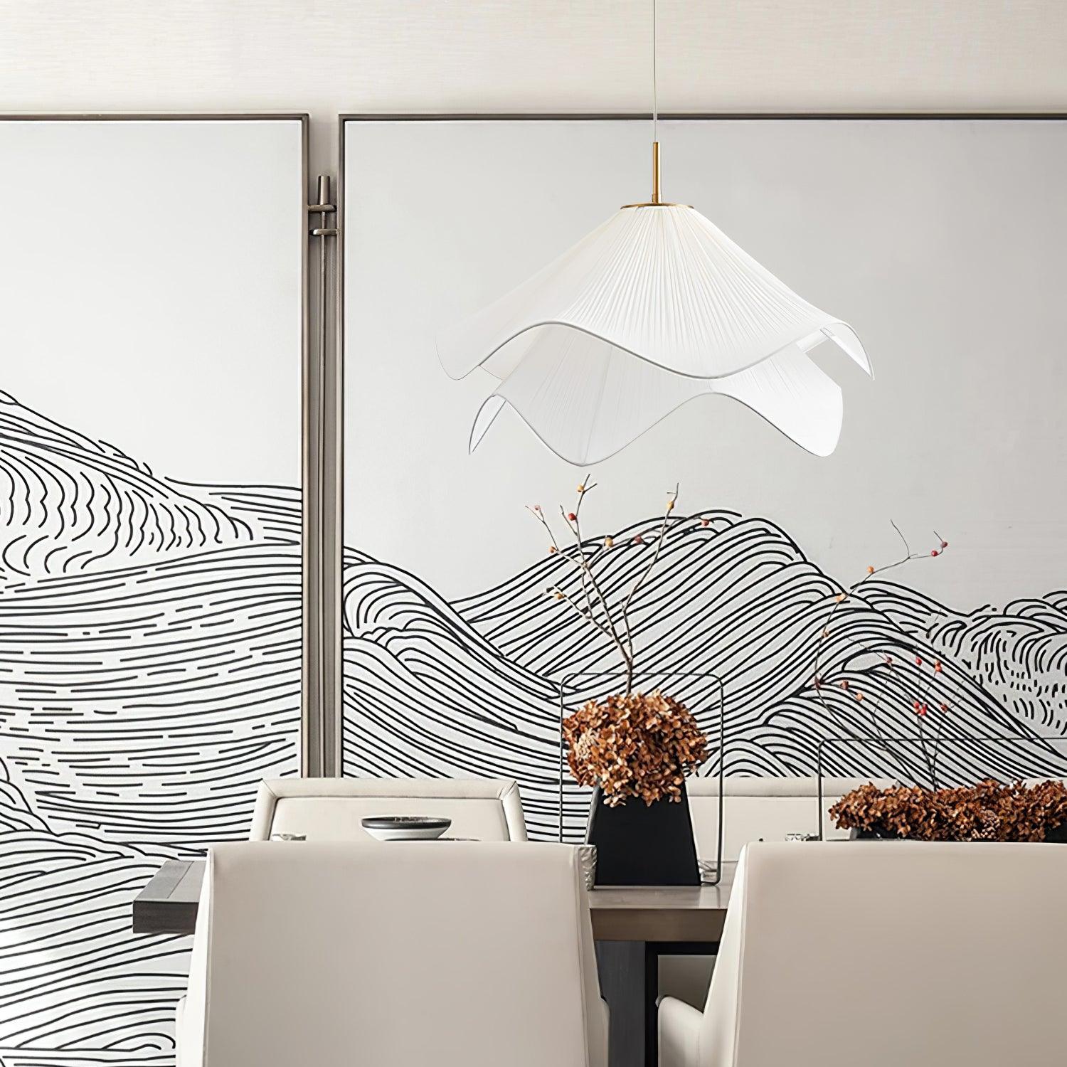 Pendant Light Layered Fabric Shade | Ceiling Mounted Fixture