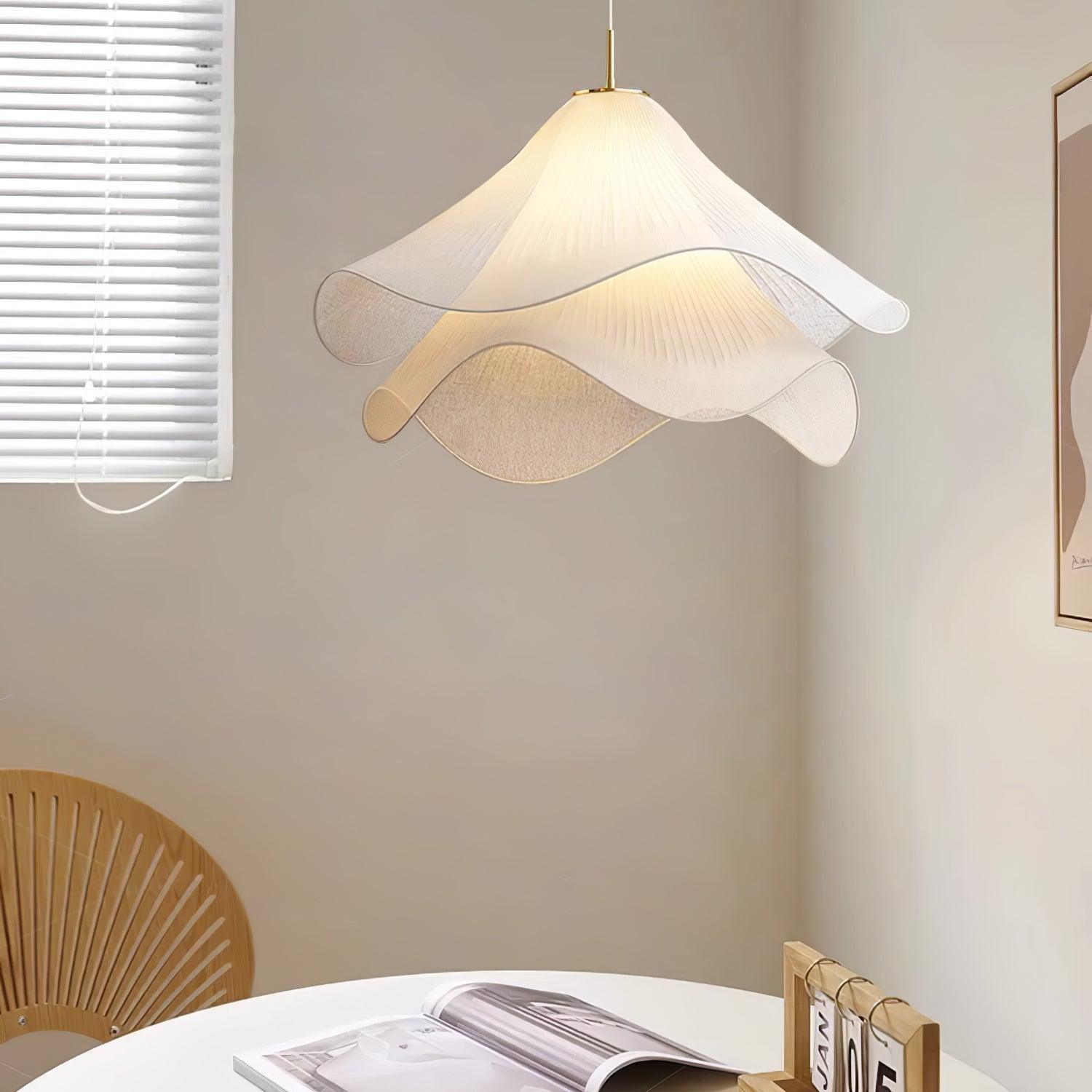 Pendant Light Layered Fabric Shade | Ceiling Mounted Fixture