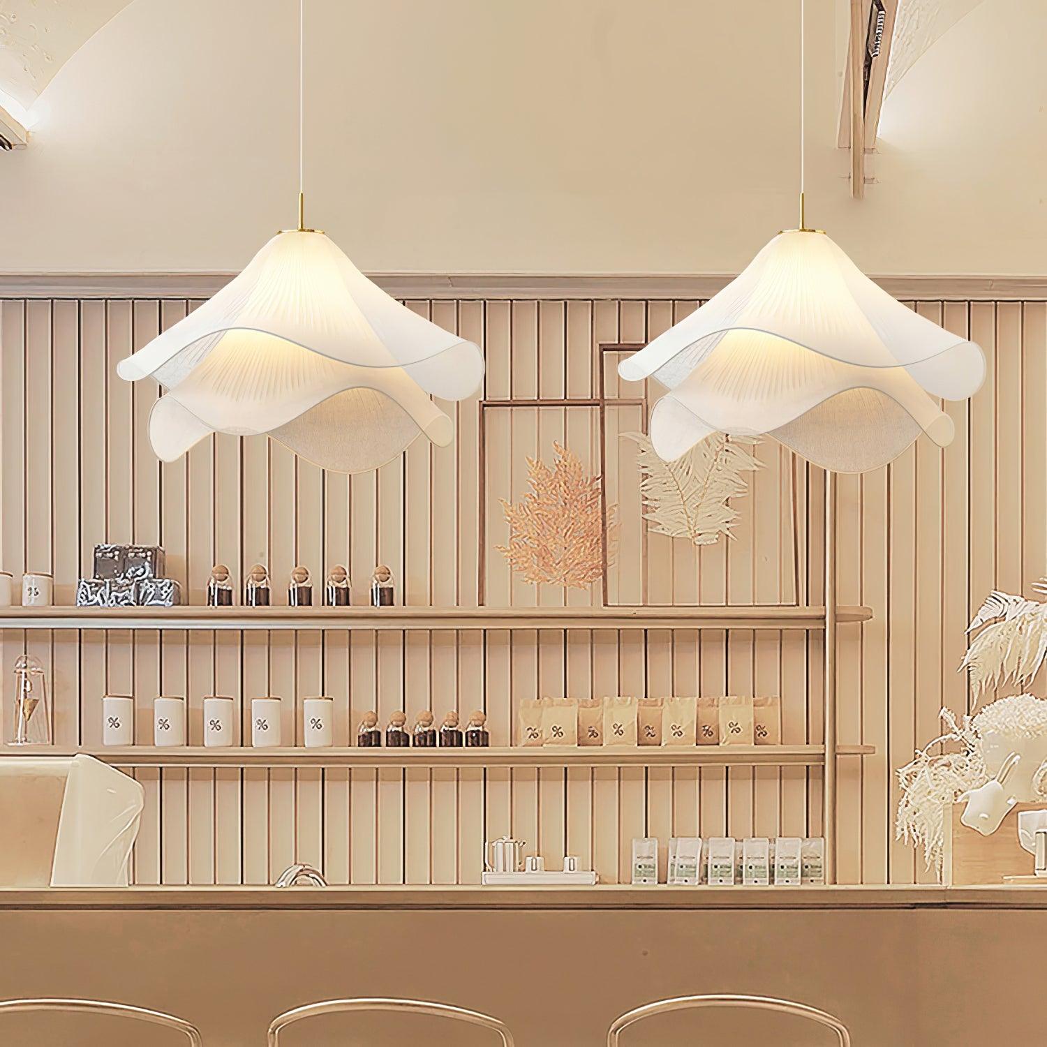 Pendant Light Layered Fabric Shade | Ceiling Mounted Fixture