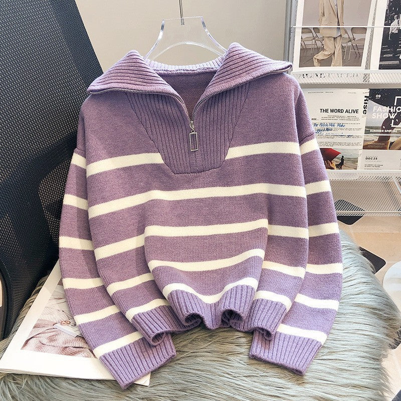 TIANA™ - Chic Striped Long Sleeve Collared Top