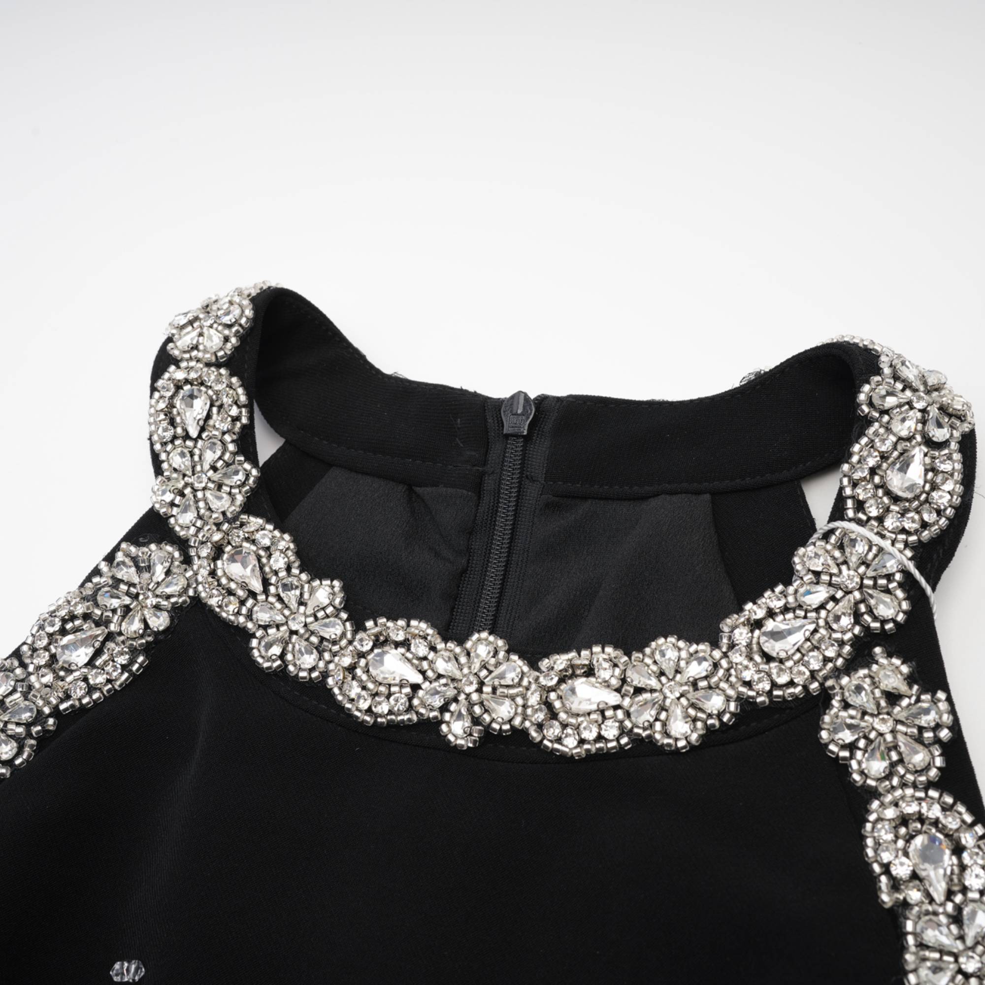 Babette Black Crystal Embellished Mini Dress