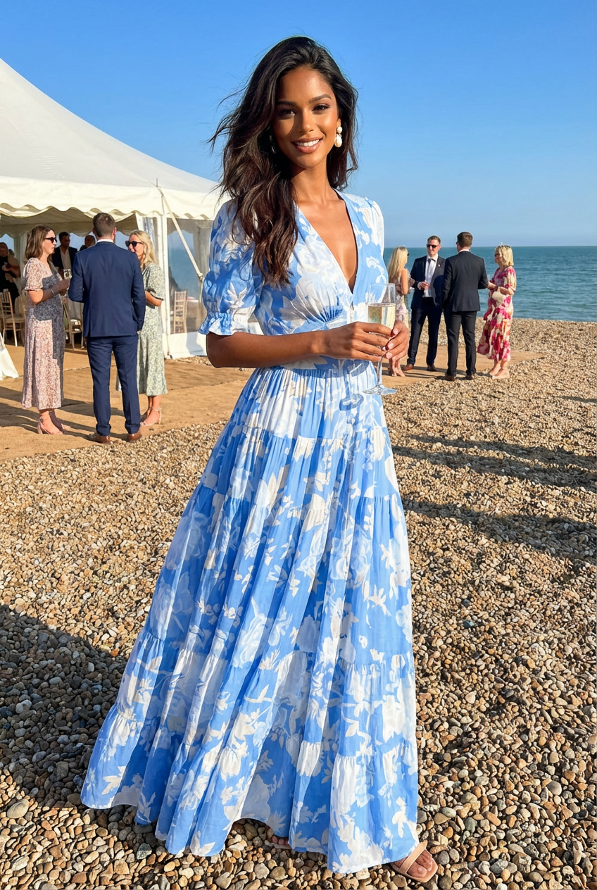 Minelda | Elegant Floral V-neck Dress