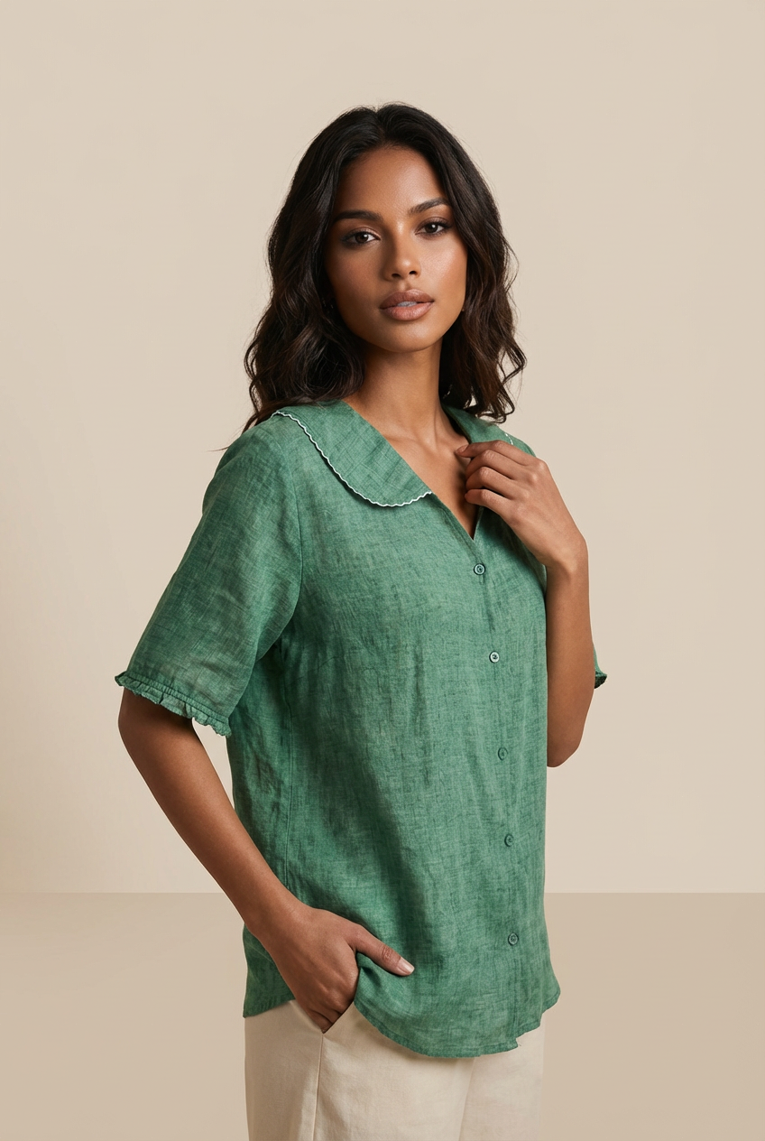 Clara Cotton-Linen Blouse