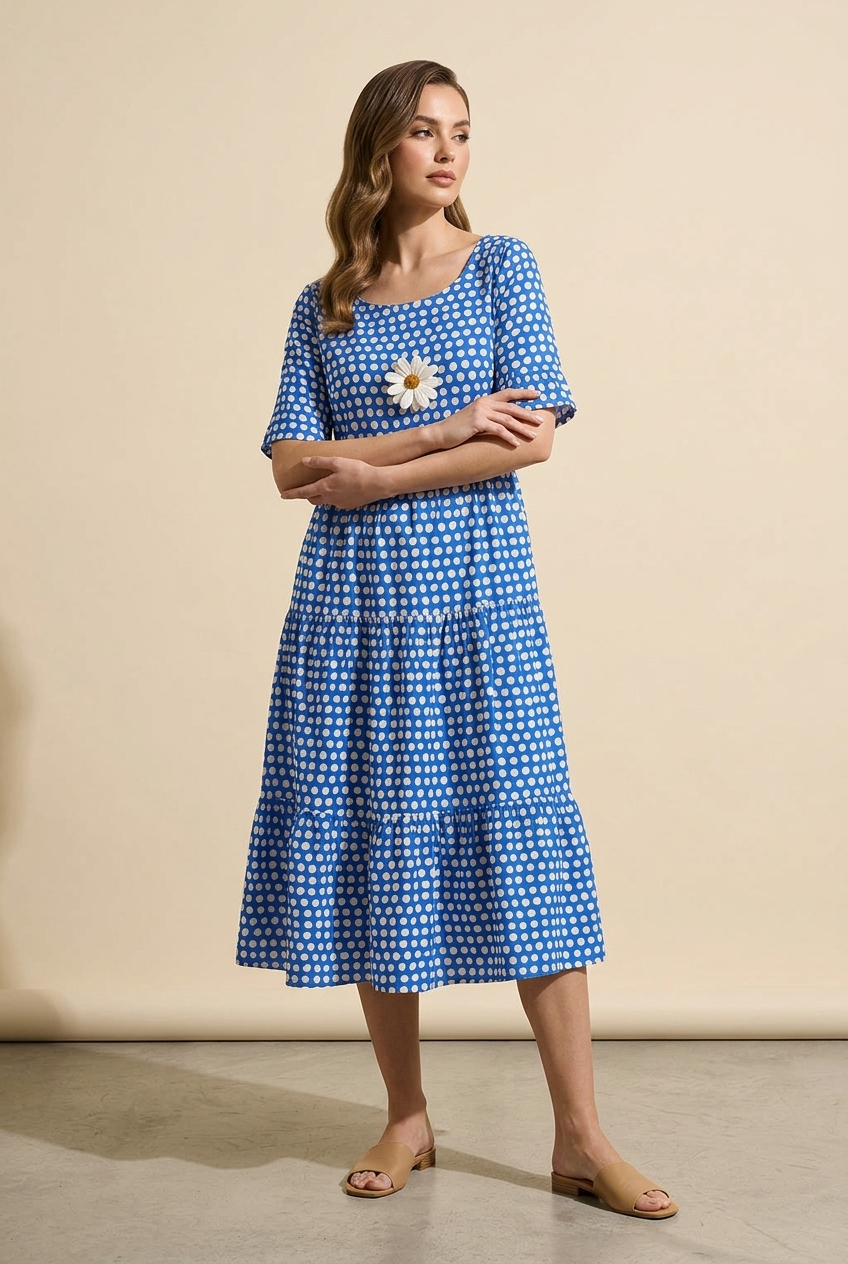 IRIS - SABLE SHORT-SLEEVE MIDI DRESS