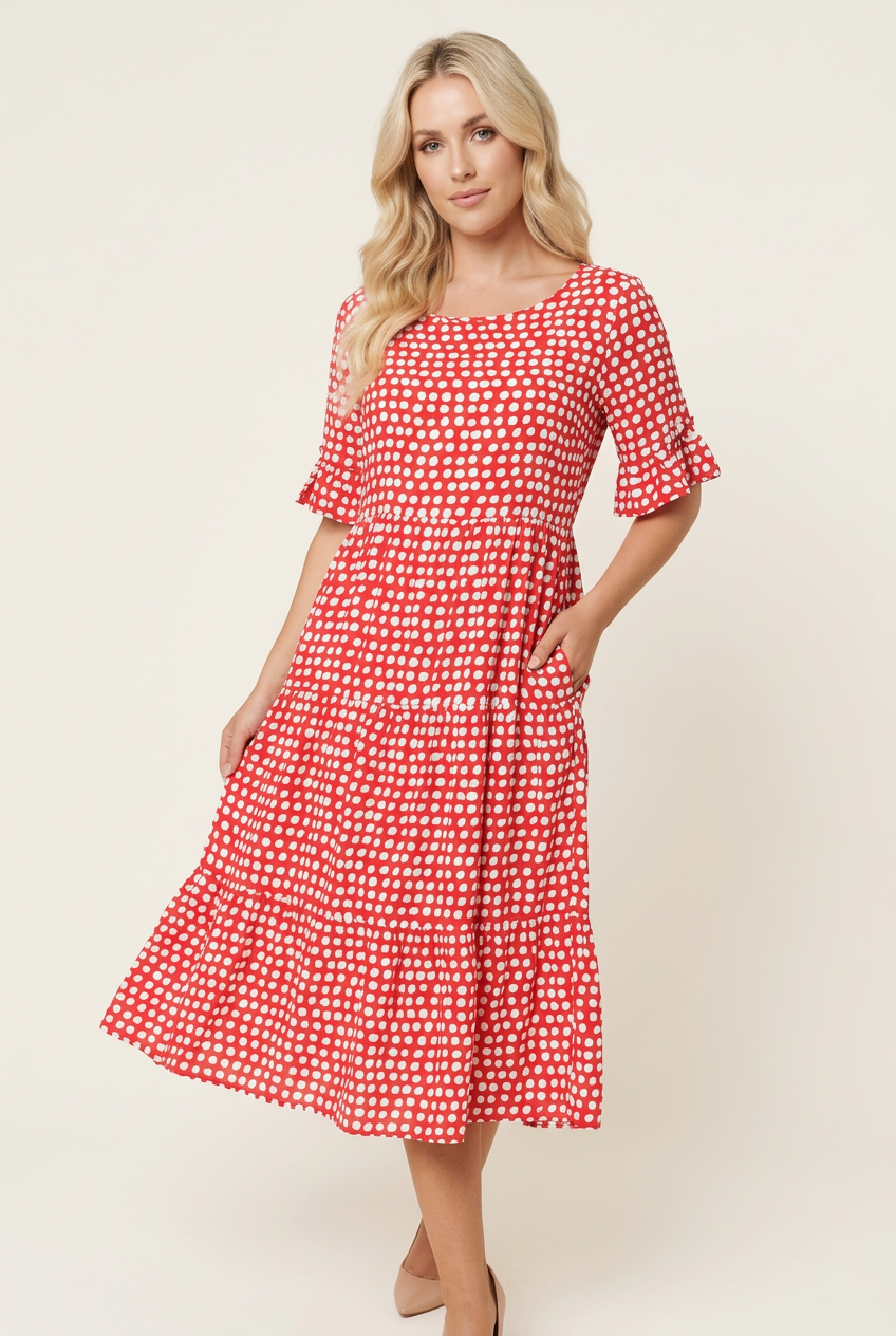 IRIS - SABLE SHORT-SLEEVE MIDI DRESS