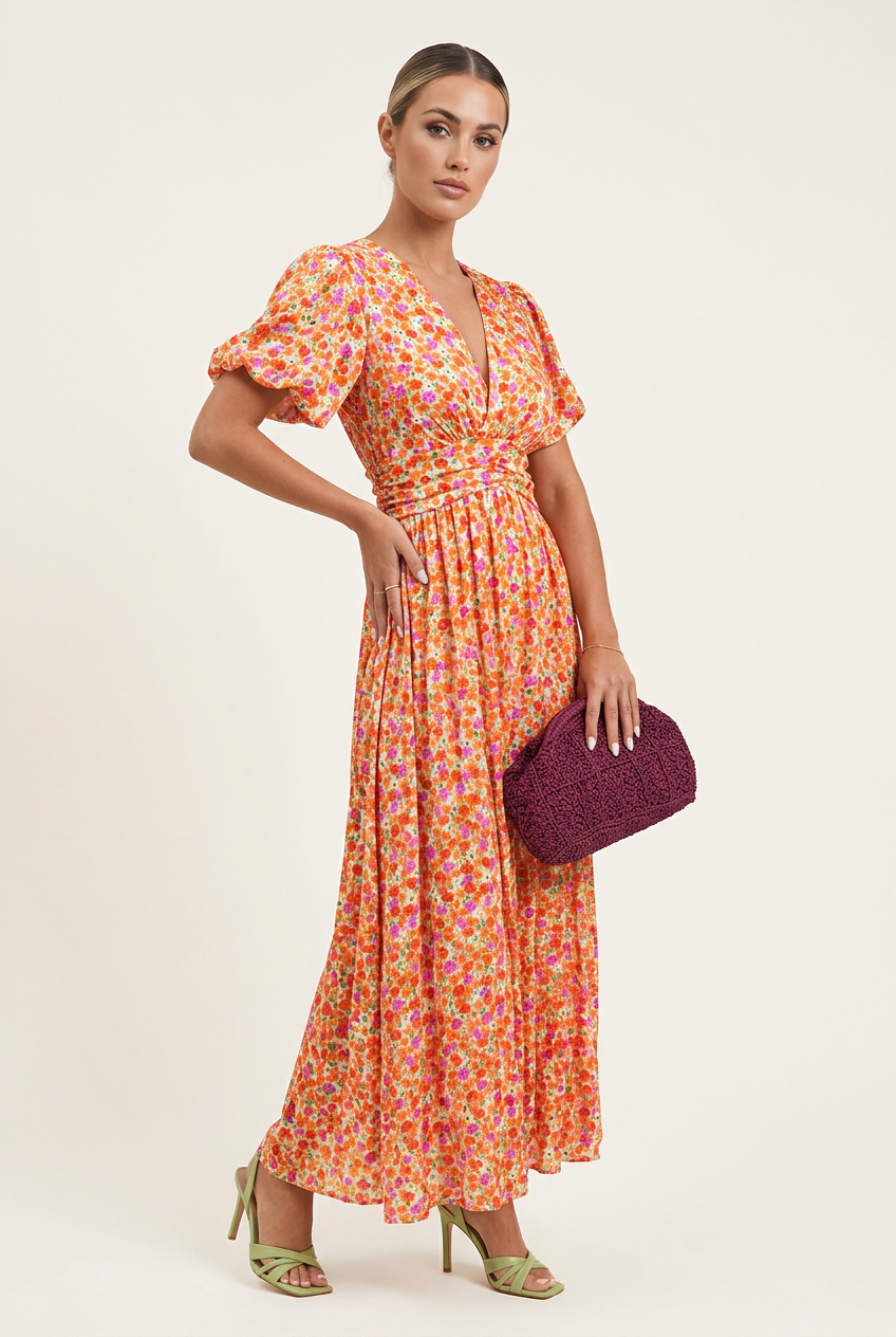 Faith - Elegant Long Dress With Flowers