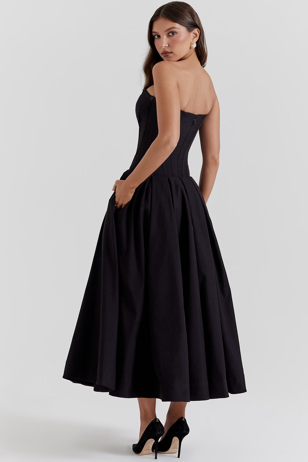 Katherine Off-Shoulder Corset Midi Dress