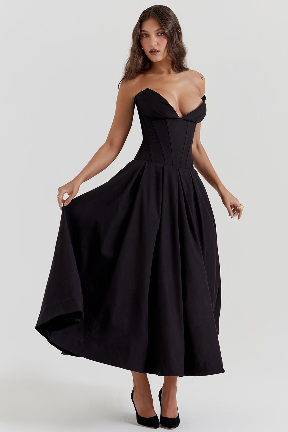 Katherine Off-Shoulder Corset Midi Dress