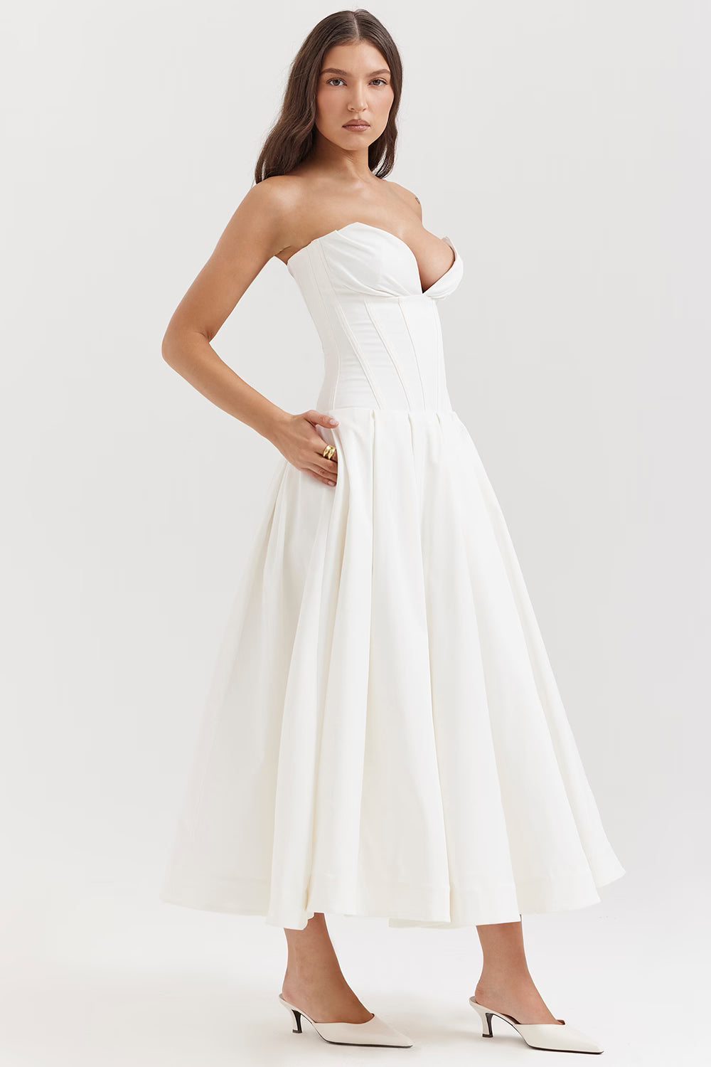 Katherine Off-Shoulder Corset Midi Dress