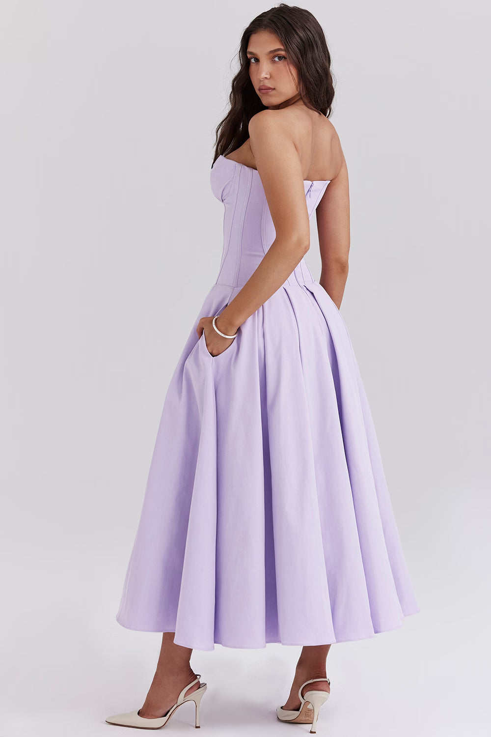 Katherine Off-Shoulder Corset Midi Dress