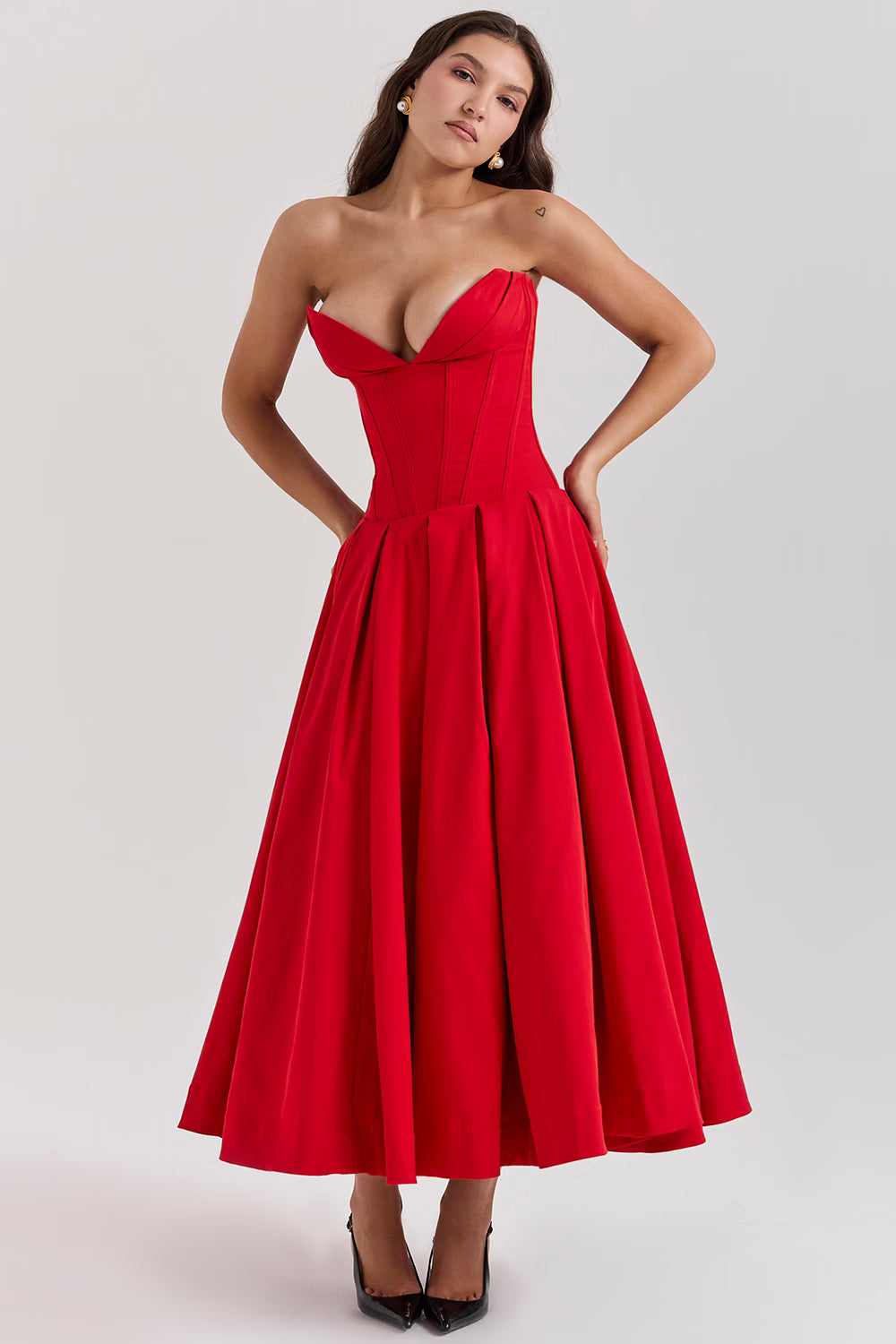 Katherine Off-Shoulder Corset Midi Dress